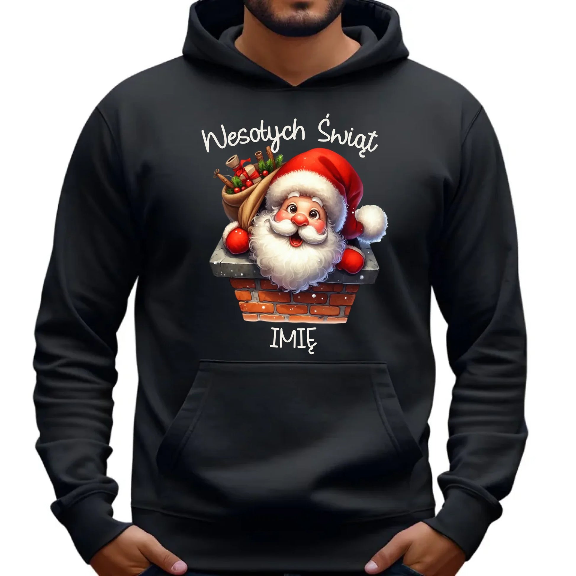 Bluza męska z kapturem świąteczna - prezent na Mikołajki Mikołaj - personalizowana BN08 - StoryCups.pl