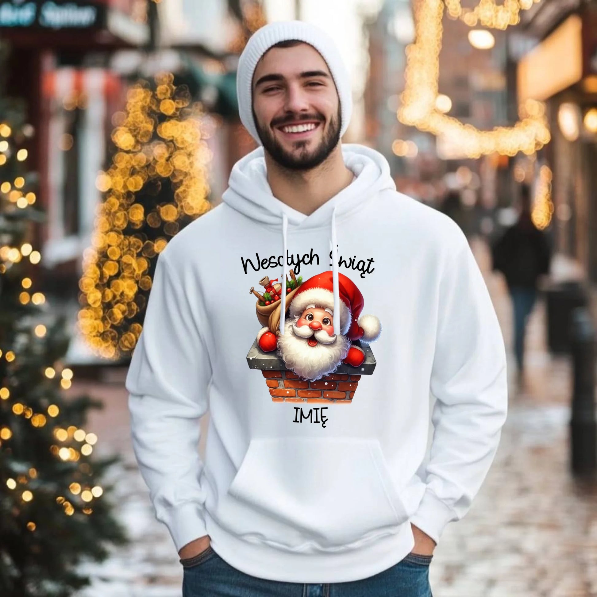 Bluza męska z kapturem świąteczna - prezent na Mikołajki Mikołaj - personalizowana BN08 - StoryCups.pl
