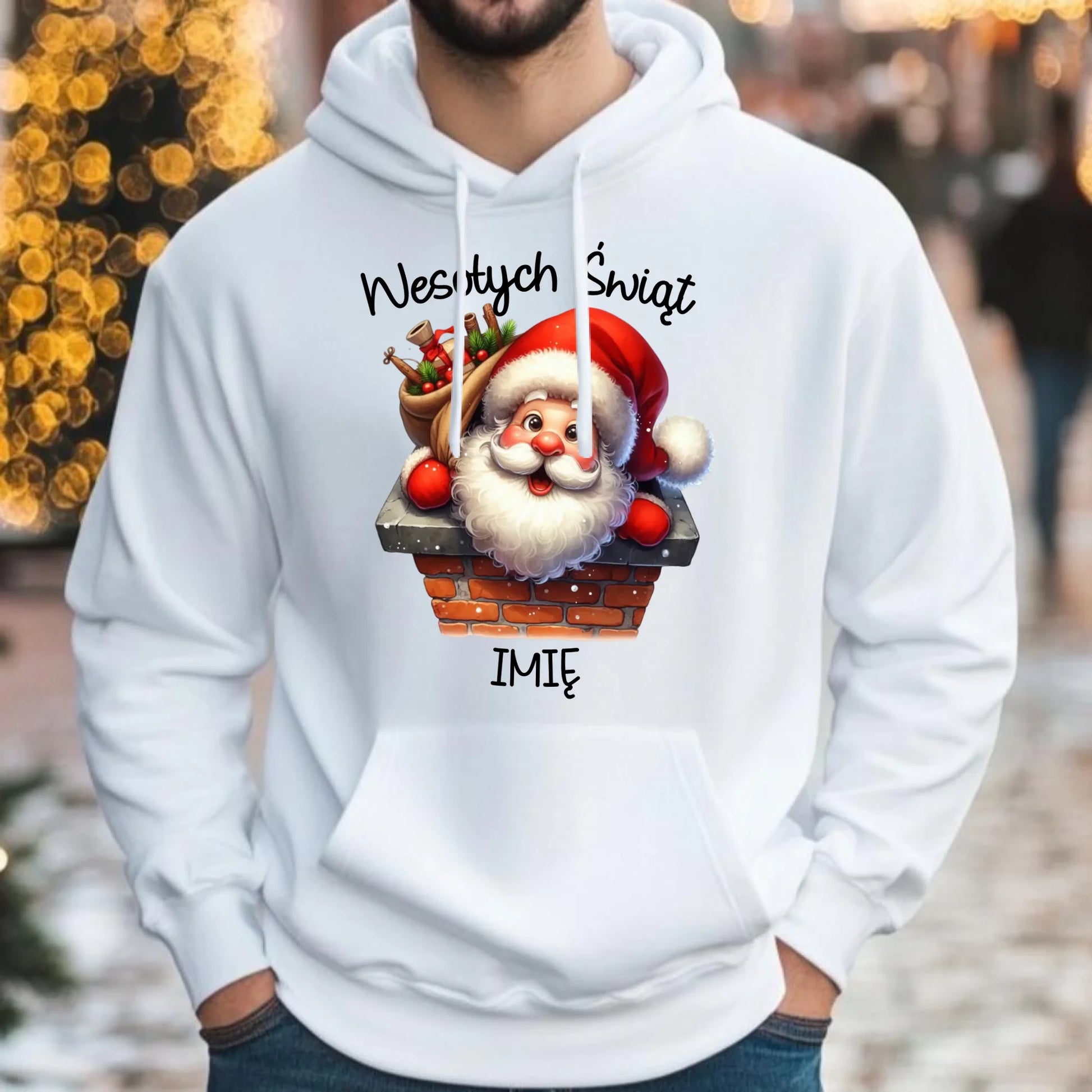 Bluza męska z kapturem świąteczna - prezent na Mikołajki Mikołaj - personalizowana BN08 - StoryCups.pl