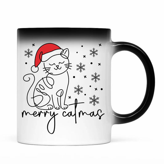 Kubek magiczny świąteczny - prezent dla kociary - Merry catmas BN151 - StoryCups.pl
