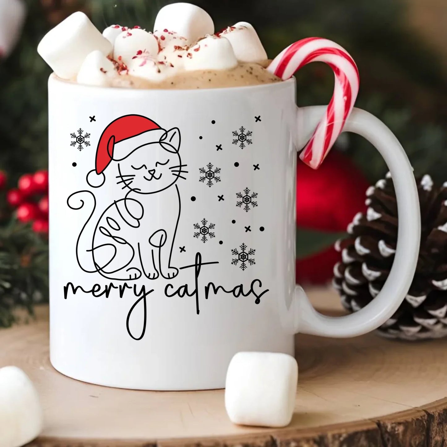 Kubek świąteczny - prezent dla kociary - Merry catmas BN151 - StoryCups.pl