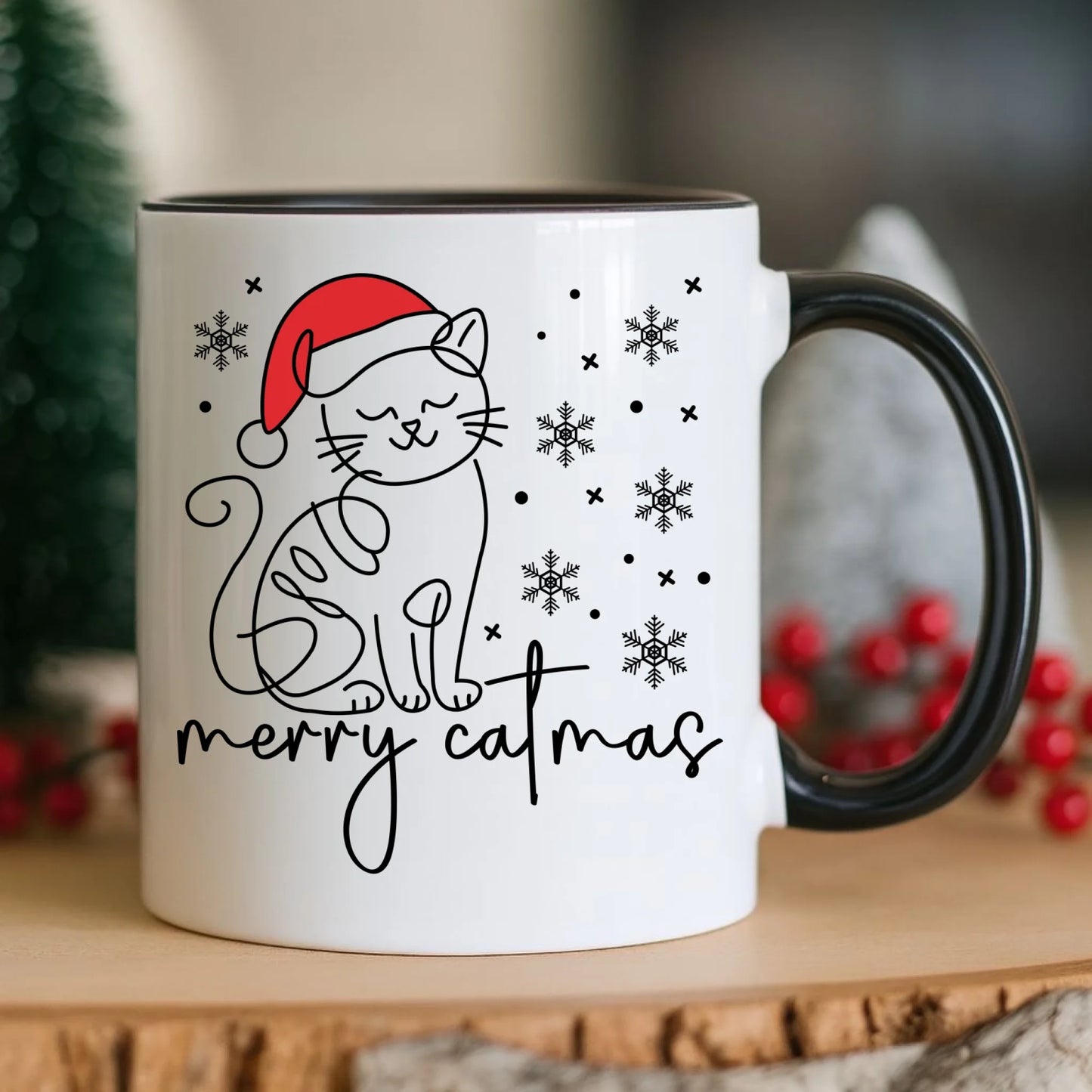 Kubek świąteczny - prezent dla kociary - Merry catmas BN151 - StoryCups.pl
