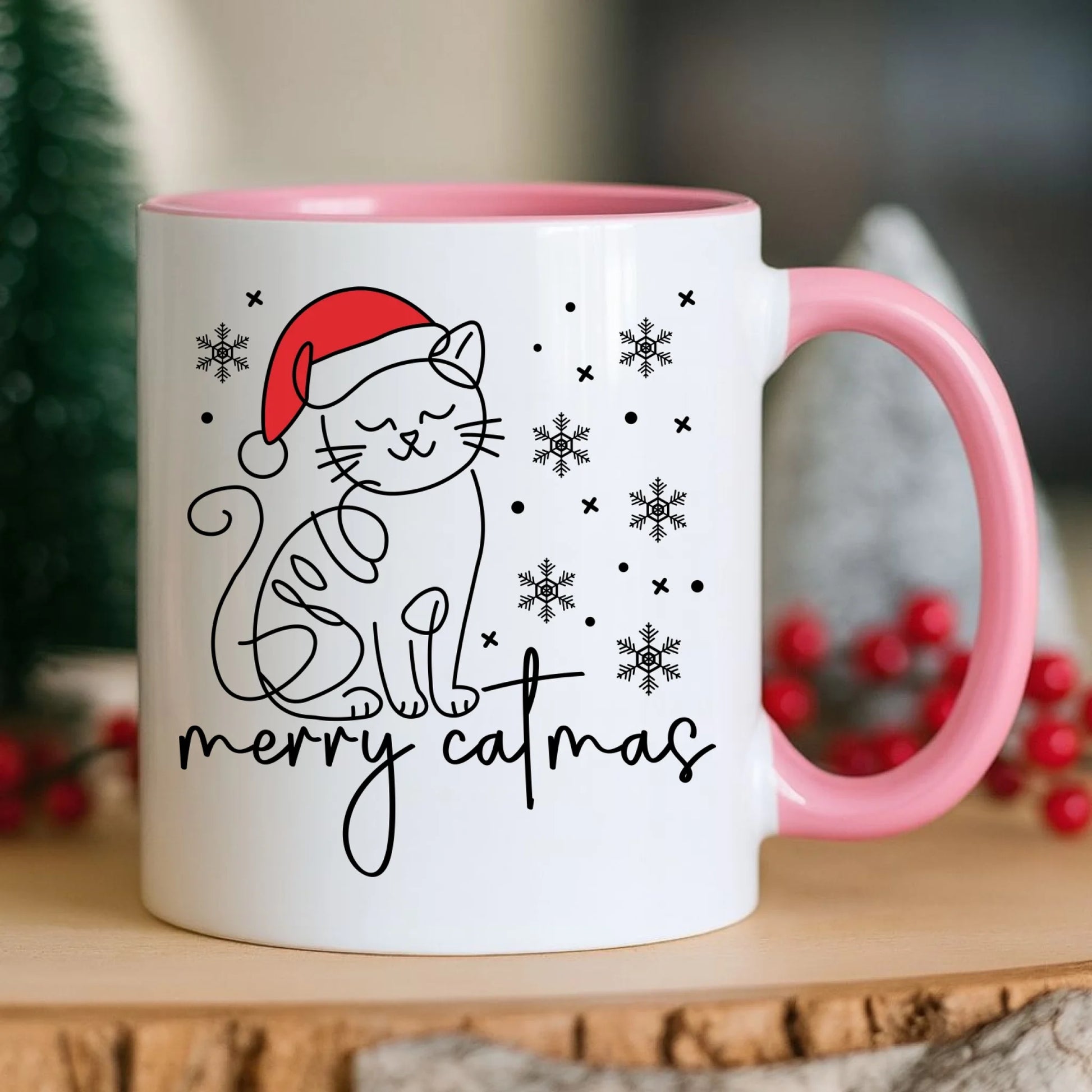 Kubek świąteczny - prezent dla kociary - Merry catmas BN151 - StoryCups.pl