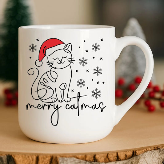 Kubek elegant świąteczny - prezent dla kociary - Merry catmas BN151 - StoryCups.pl