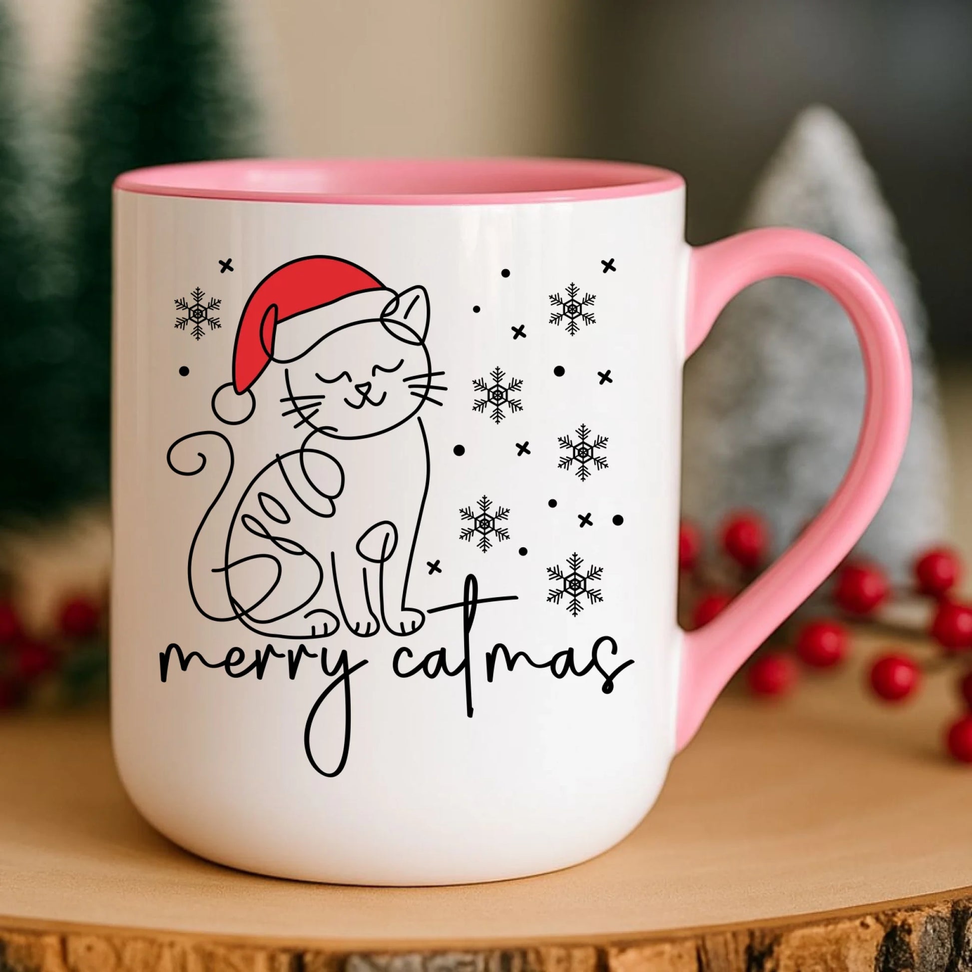 Kubek elegant świąteczny - prezent dla kociary - Merry catmas BN151 - StoryCups.pl