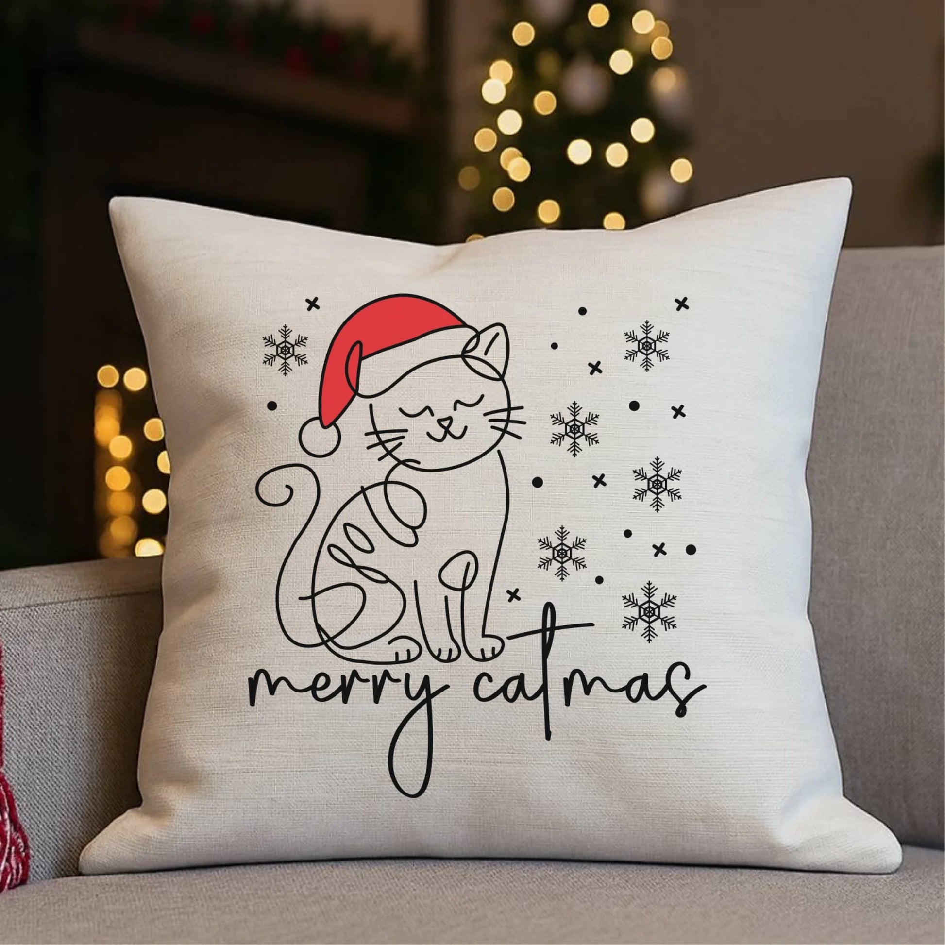 Poduszka świąteczna - prezent dla kociary - Merry catmas BN151 - StoryCups.pl