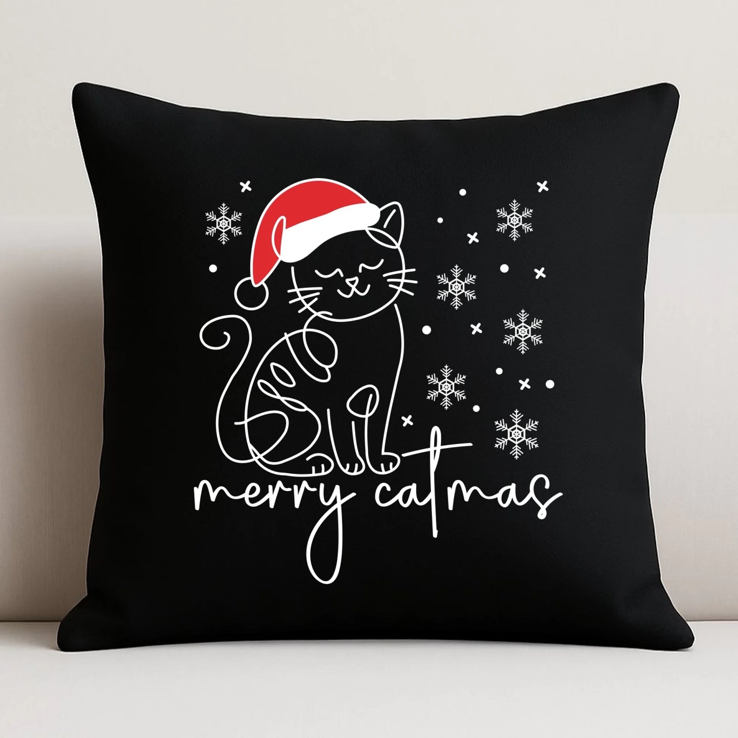 Poduszka dekoracyjna świąteczna - prezent dla kociary - Merry catmas BN151 - StoryCups.pl