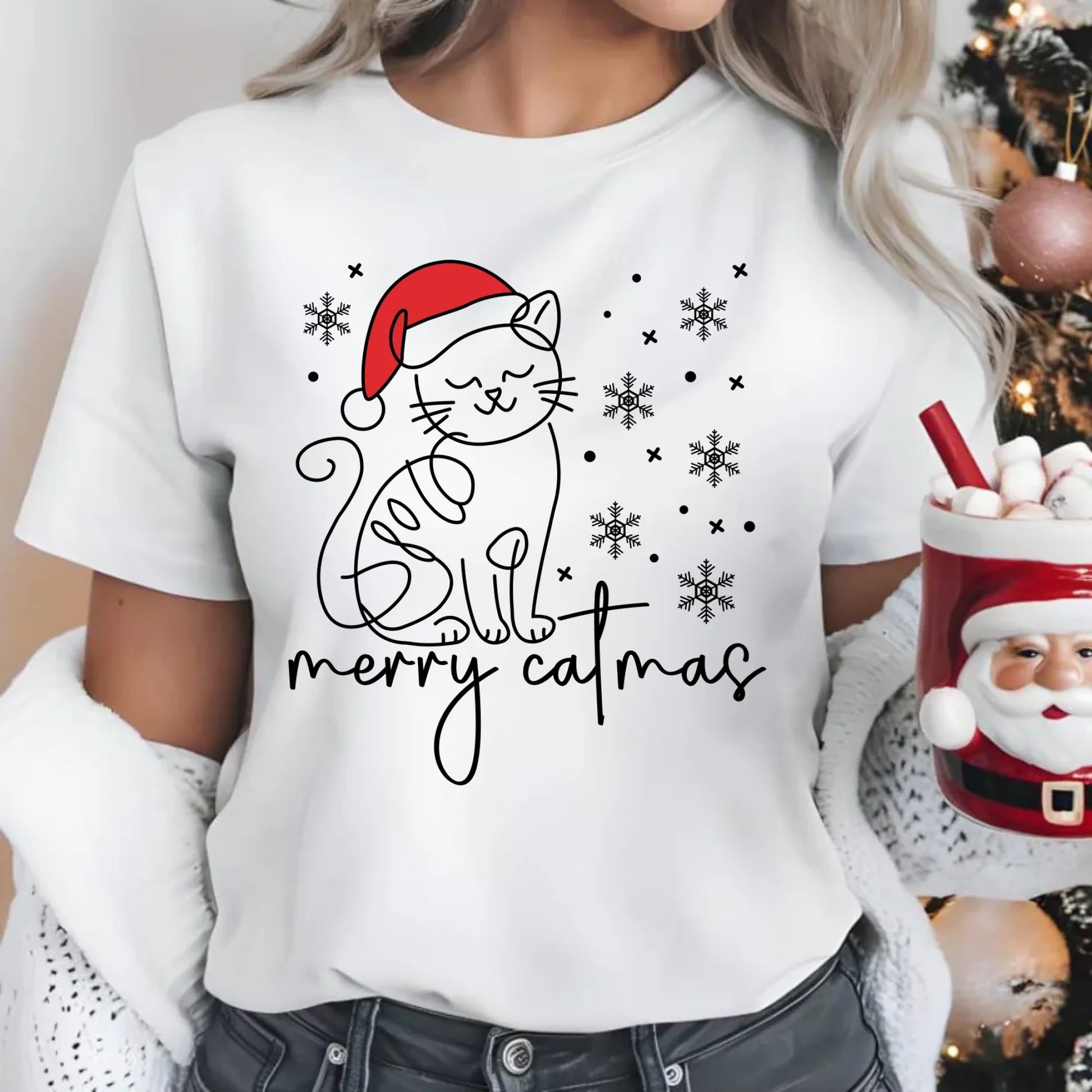 Koszulka damska świąteczna - prezent dla kociary - Merry catmas BN151 - StoryCups.pl