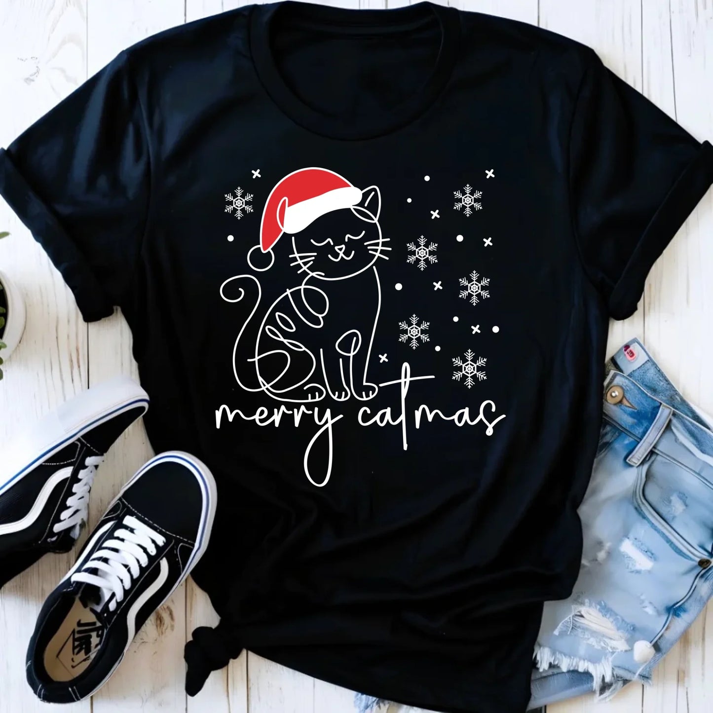 Koszulka damska świąteczna - prezent dla kociary - Merry catmas BN151 - StoryCups.pl