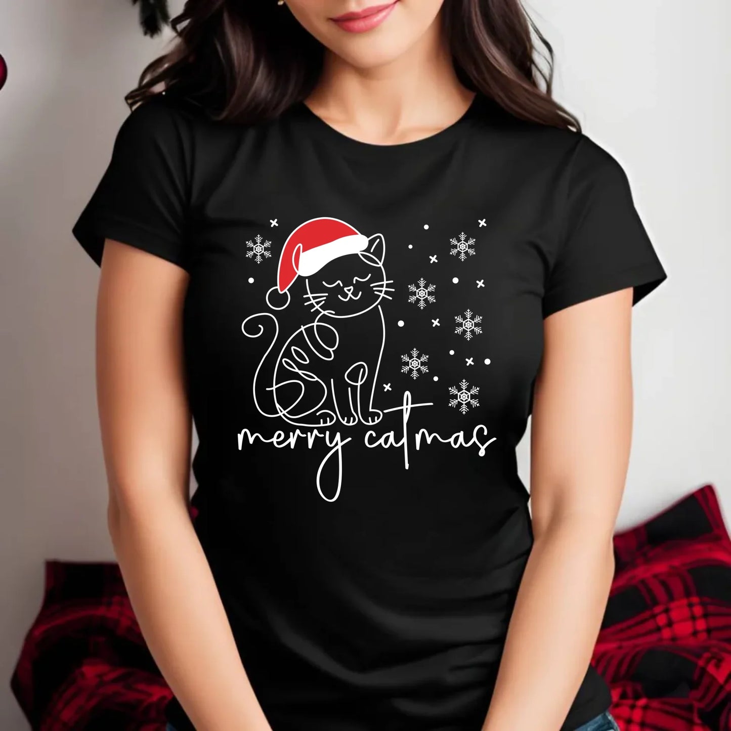 Koszulka damska świąteczna - prezent dla kociary - Merry catmas BN151 - StoryCups.pl
