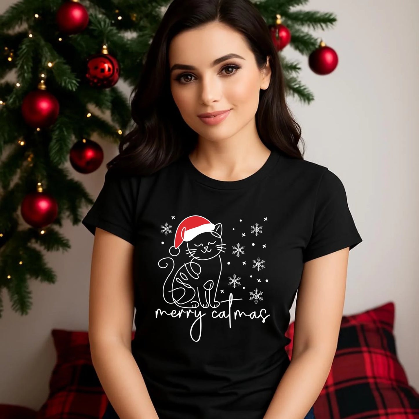 Koszulka damska świąteczna - prezent dla kociary - Merry catmas BN151 - StoryCups.pl