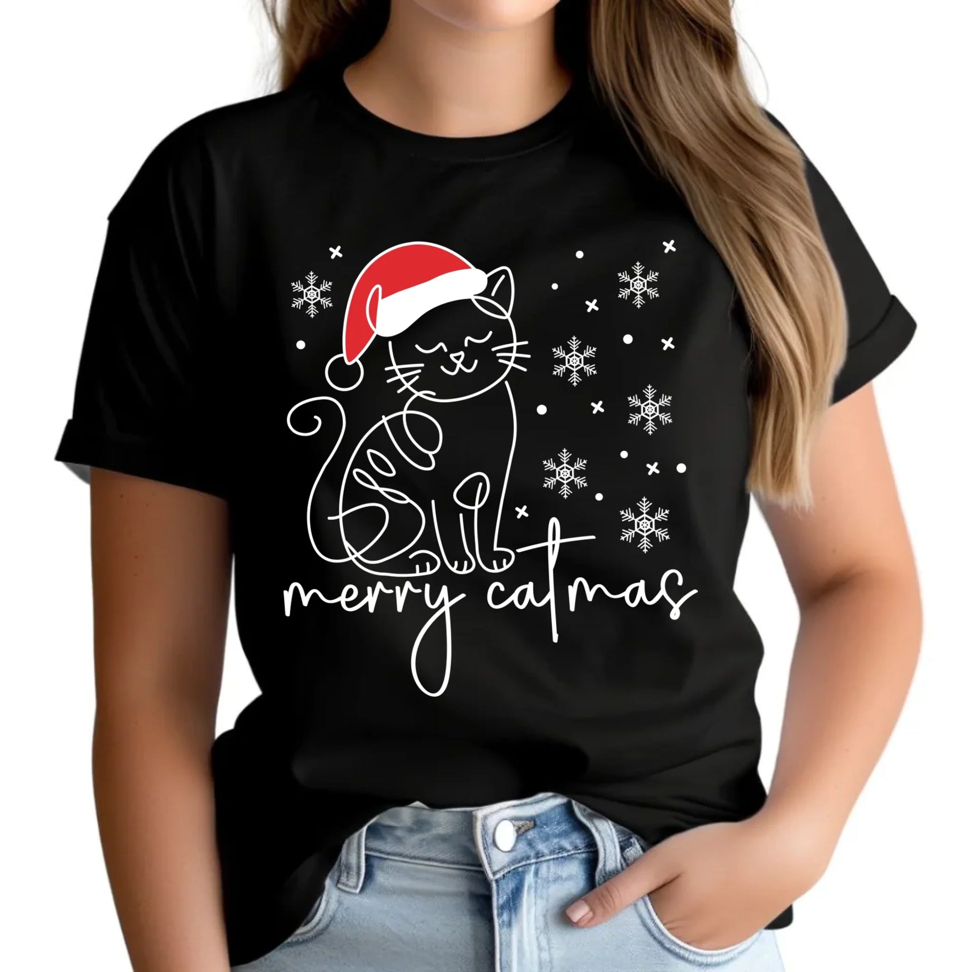 Koszulka damska świąteczna - prezent dla kociary - Merry catmas BN151 - StoryCups.pl