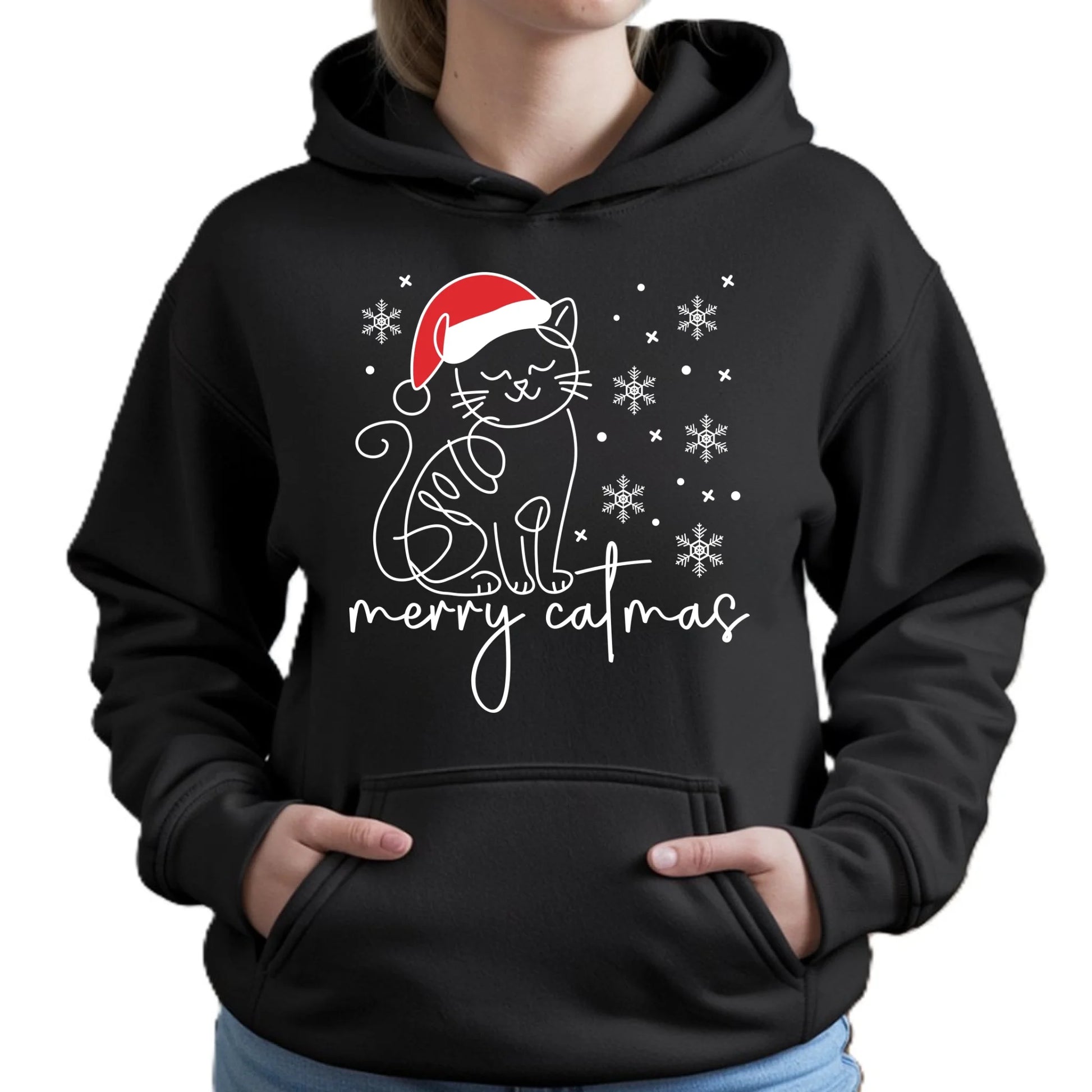Bluza damska z kapturem świąteczna - prezent dla kociary - Merry catmas BN151 - StoryCups.pl
