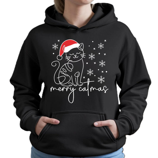 Bluza damska z kapturem świąteczna - prezent dla kociary - Merry catmas BN151 - StoryCups.pl