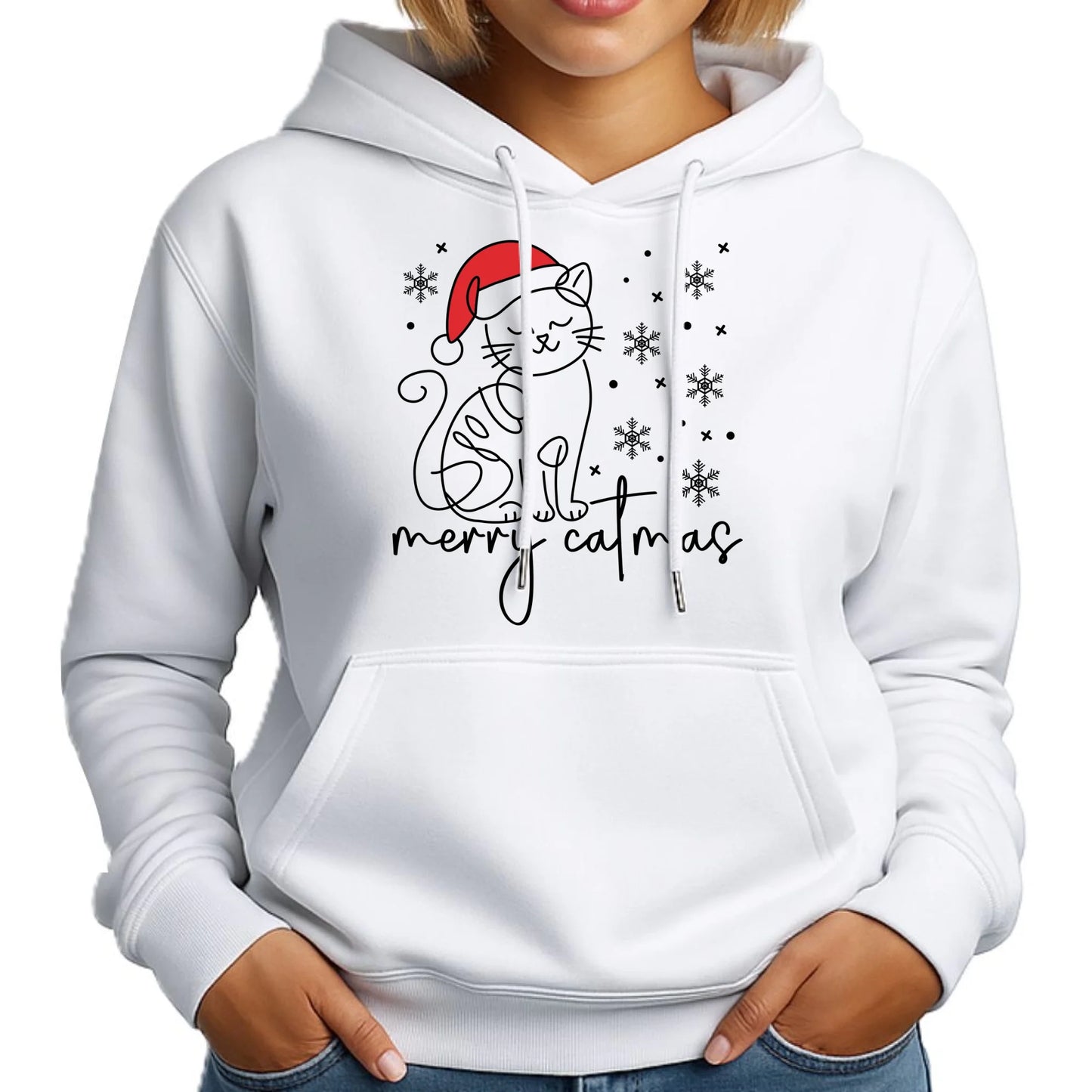 Bluza damska z kapturem świąteczna - prezent dla kociary - Merry catmas BN151 - StoryCups.pl