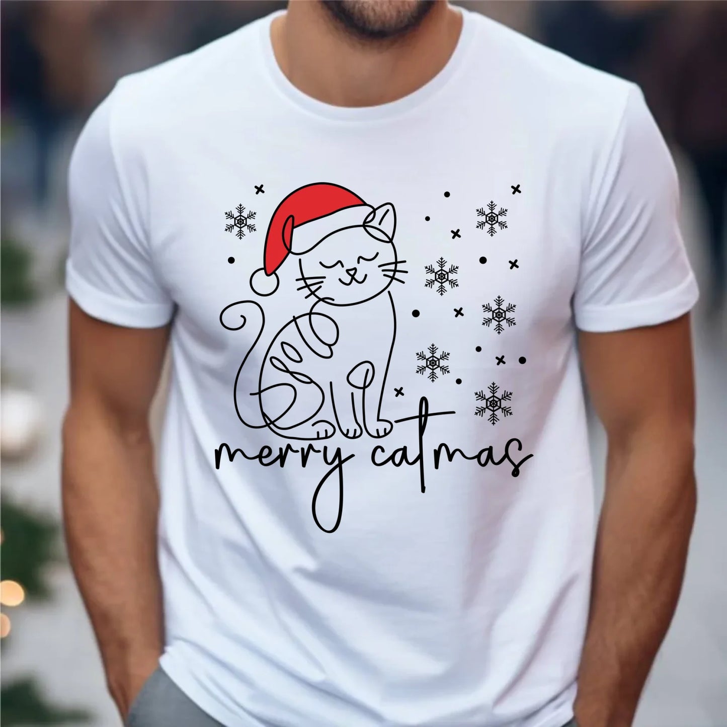 Koszulka męska świąteczna - Kot Merry catmas BN151 - StoryCups.pl