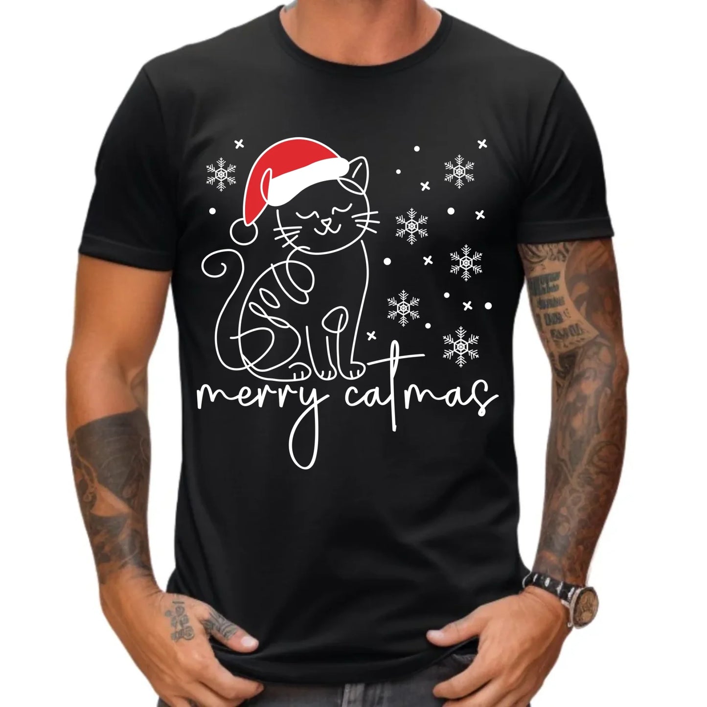 Koszulka męska świąteczna - Kot Merry catmas BN151 - StoryCups.pl