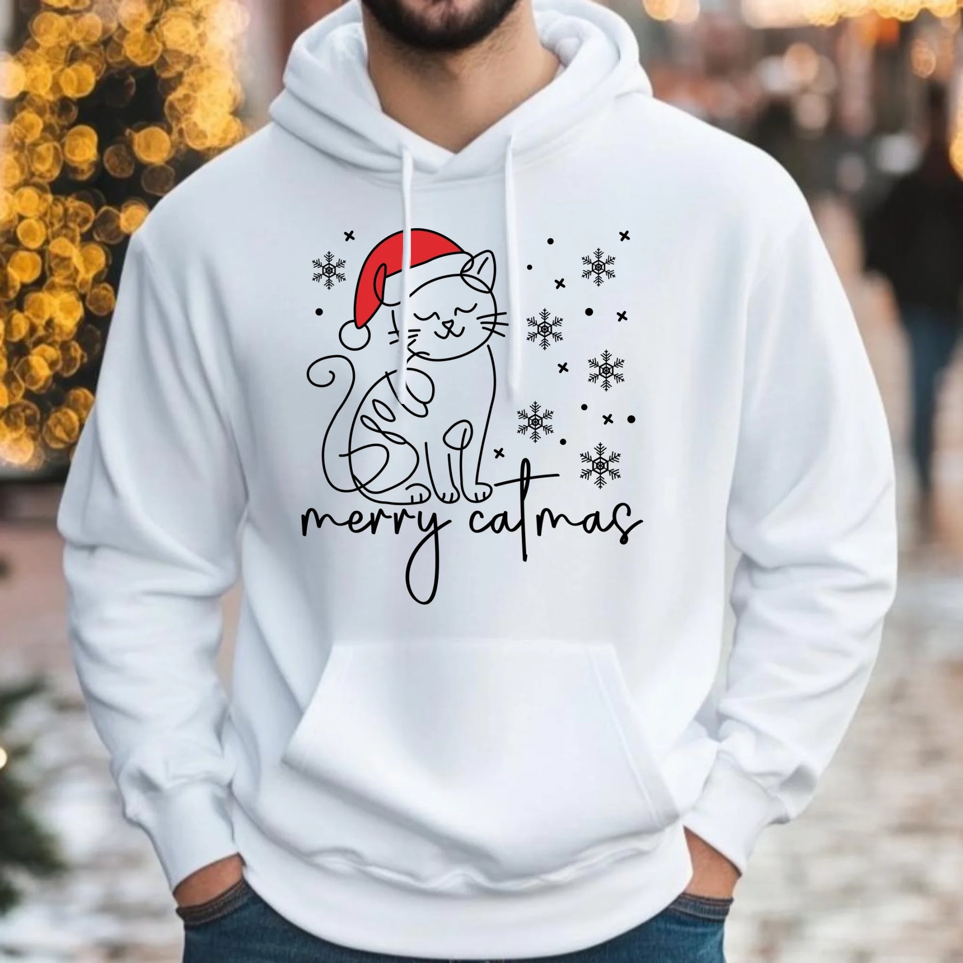 Bluza męska z kapturem świąteczna - Kot Merry catmas BN151 - StoryCups.pl