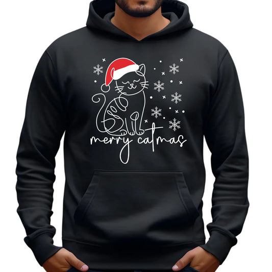 Bluza męska z kapturem świąteczna - Kot Merry catmas BN151 - StoryCups.pl