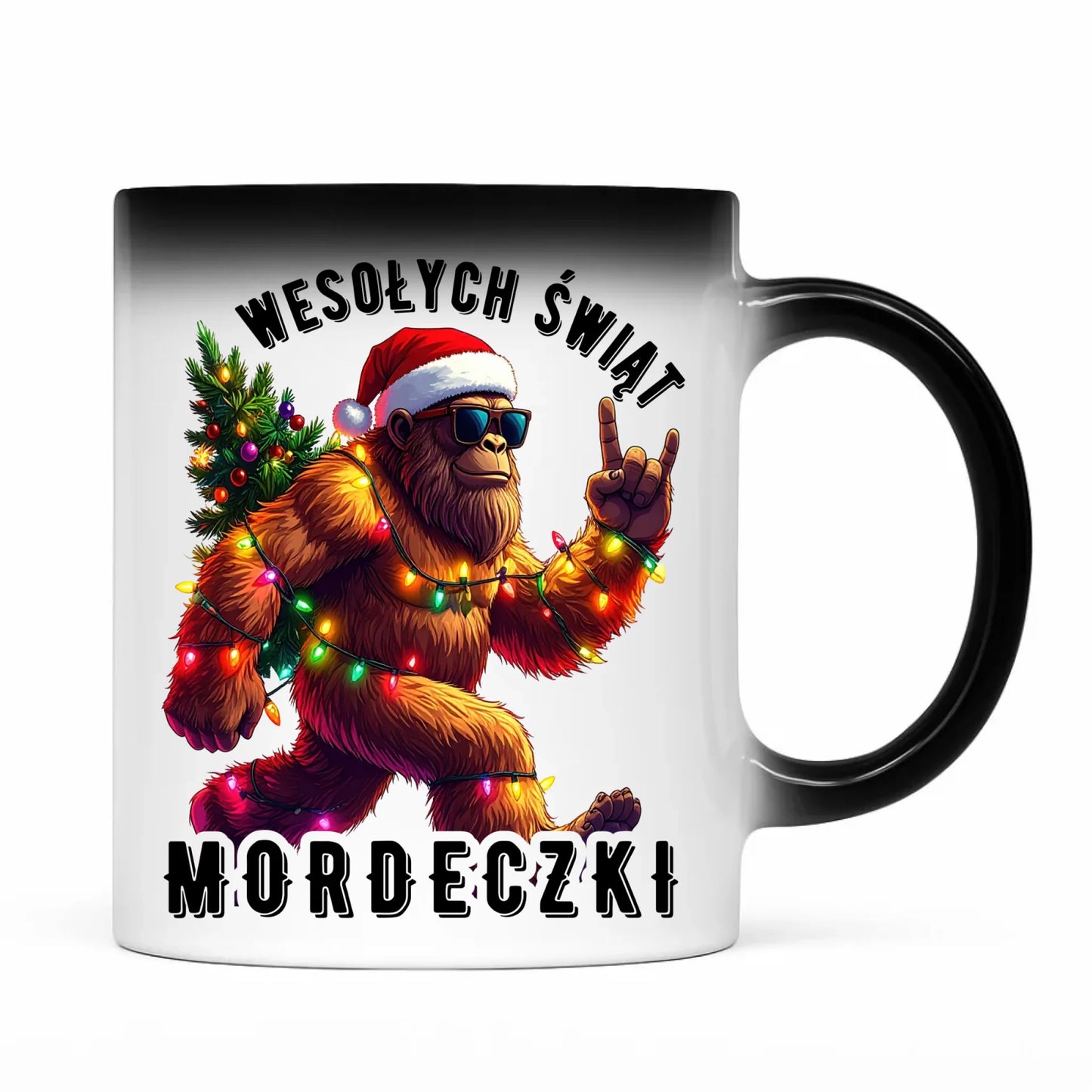 Kubek magiczny świąteczny - prezent na święta - Yeti Wesołych Świąt mordeczki BN152 - StoryCups.pl