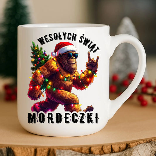 Kubek elegant świąteczny - prezent na święta - Yeti Wesołych Świąt mordeczki BN152 - StoryCups.pl