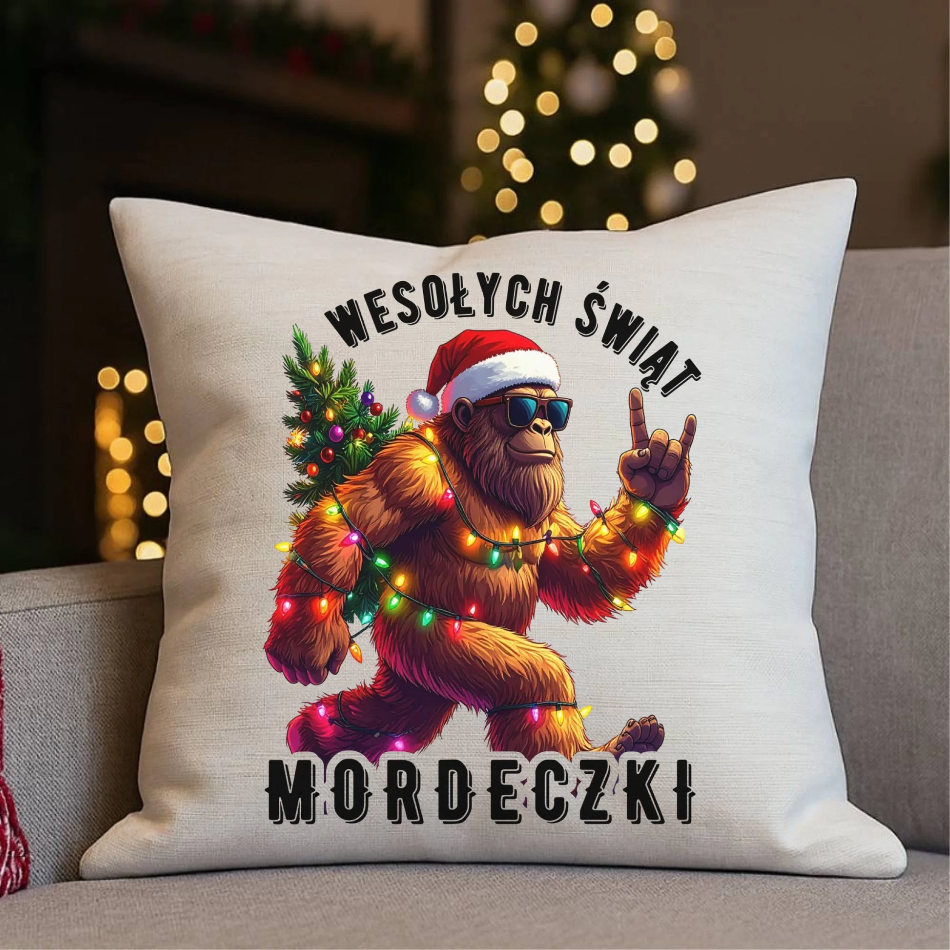 Poduszka świąteczna - prezent na święta - Yeti Wesołych Świąt mordeczki BN152 - StoryCups.pl