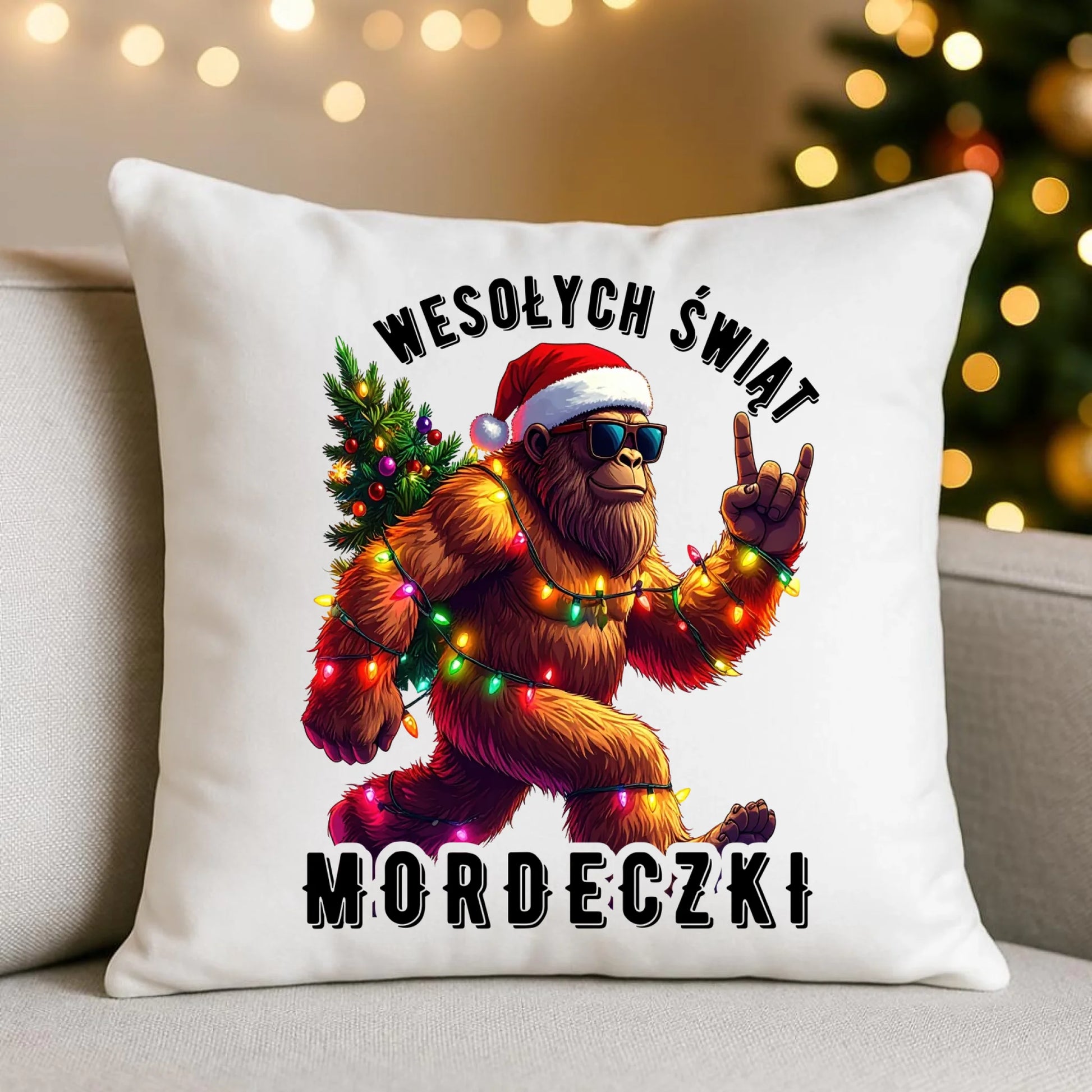 Poduszka świąteczna - prezent na święta - Yeti Wesołych Świąt mordeczki BN152 - StoryCups.pl