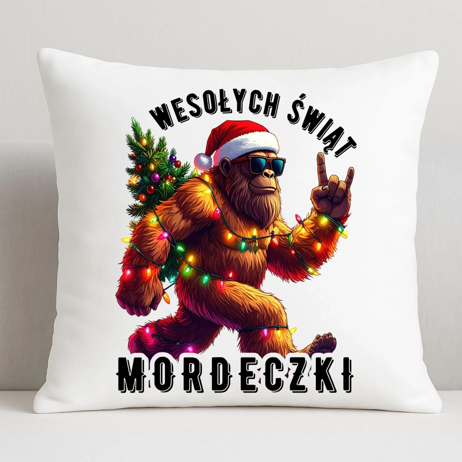 Poduszka świąteczna - prezent na święta - Yeti Wesołych Świąt mordeczki BN152 - StoryCups.pl