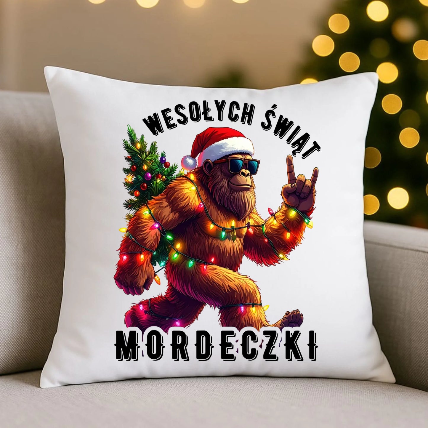 Poduszka świąteczna - prezent na święta - Yeti Wesołych Świąt mordeczki BN152 - StoryCups.pl