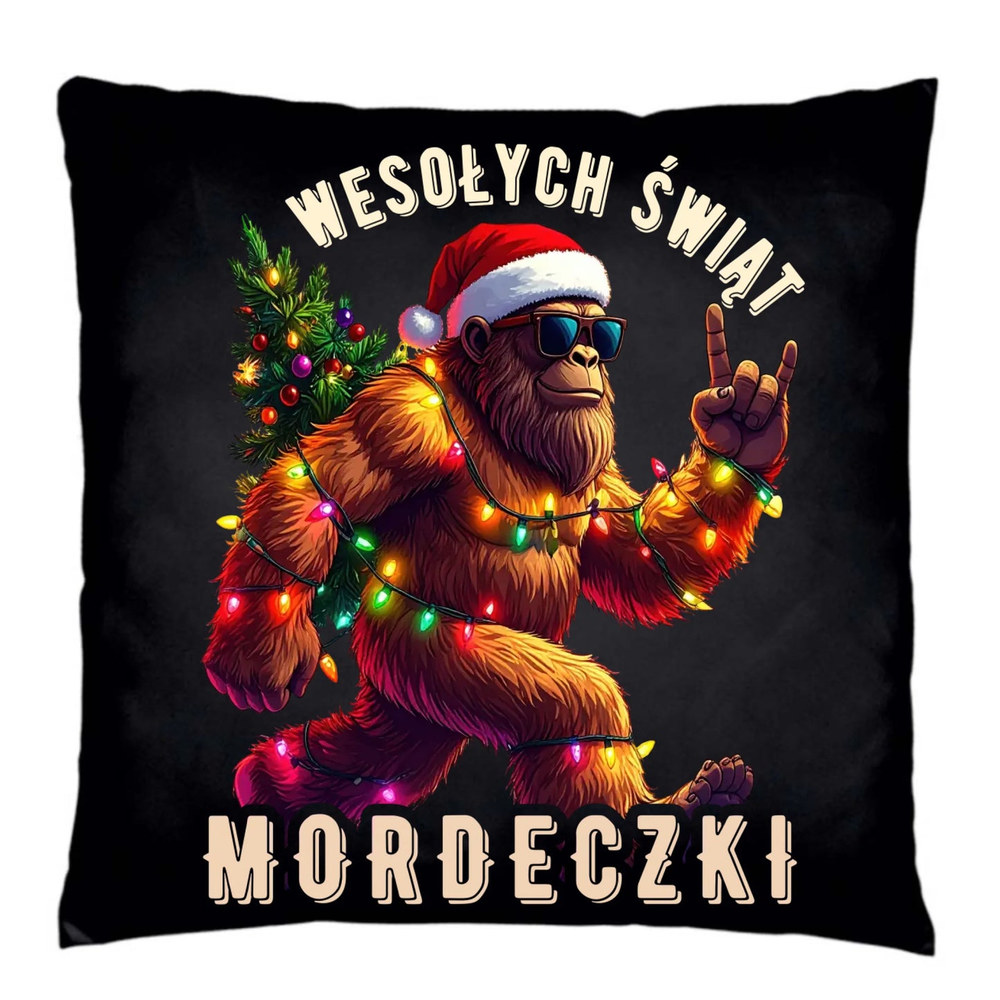 Poduszka dekoracyjna świąteczna - prezent na święta - Yeti Wesołych Świąt mordeczki BN152 - StoryCups.pl