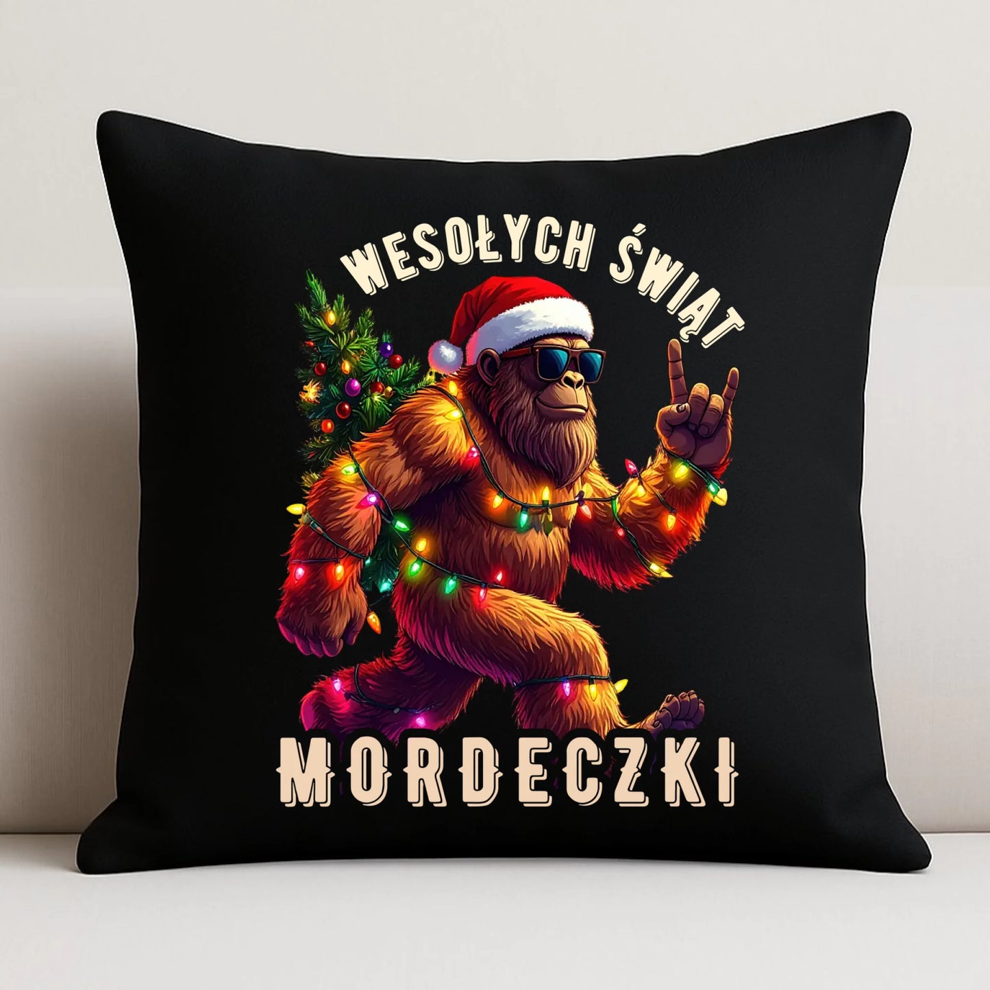 Poduszka dekoracyjna świąteczna - prezent na święta - Yeti Wesołych Świąt mordeczki BN152 - StoryCups.pl