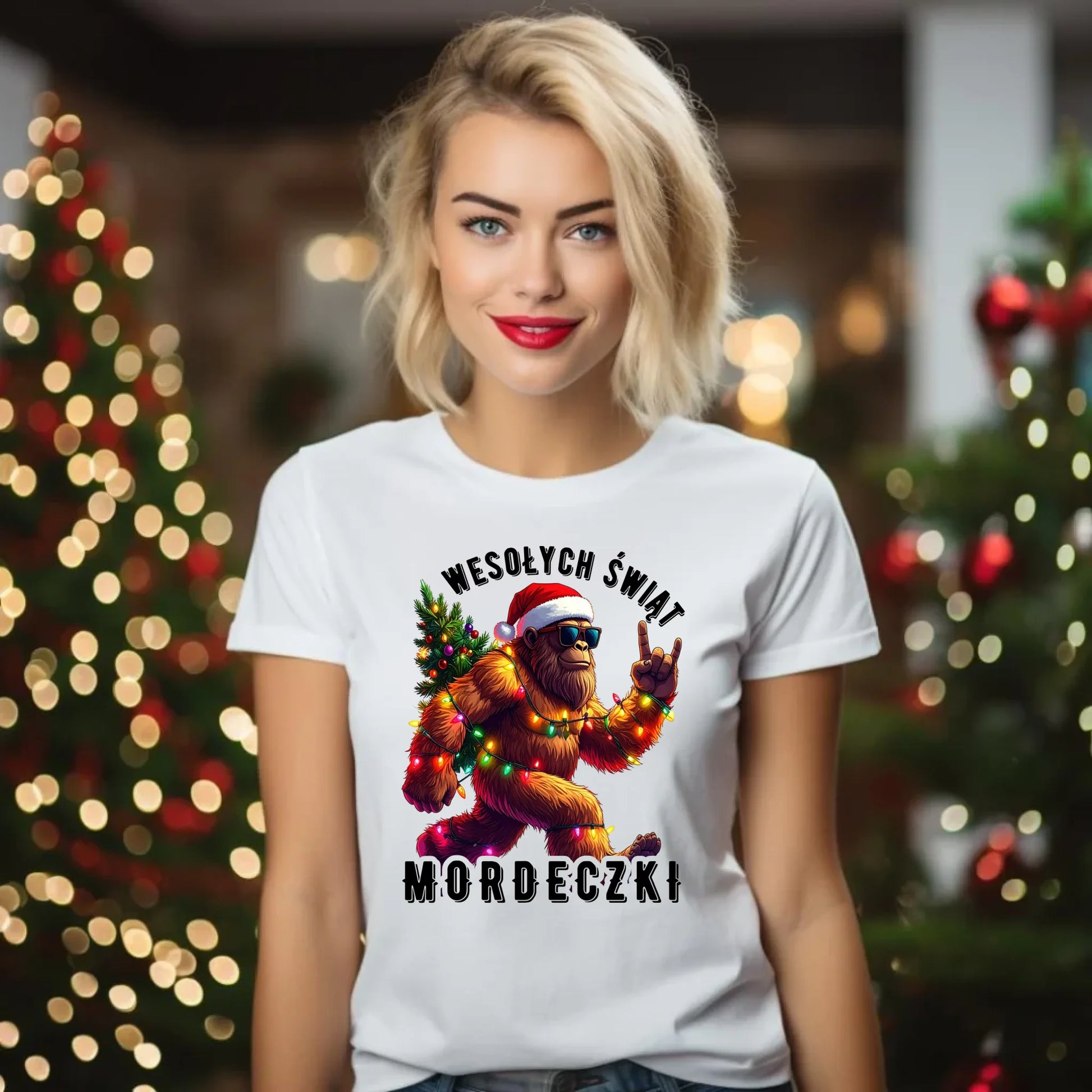 Koszulka damska świąteczna - prezent na święta - Yeti Wesołych Świąt mordeczki BN152 - StoryCups.pl