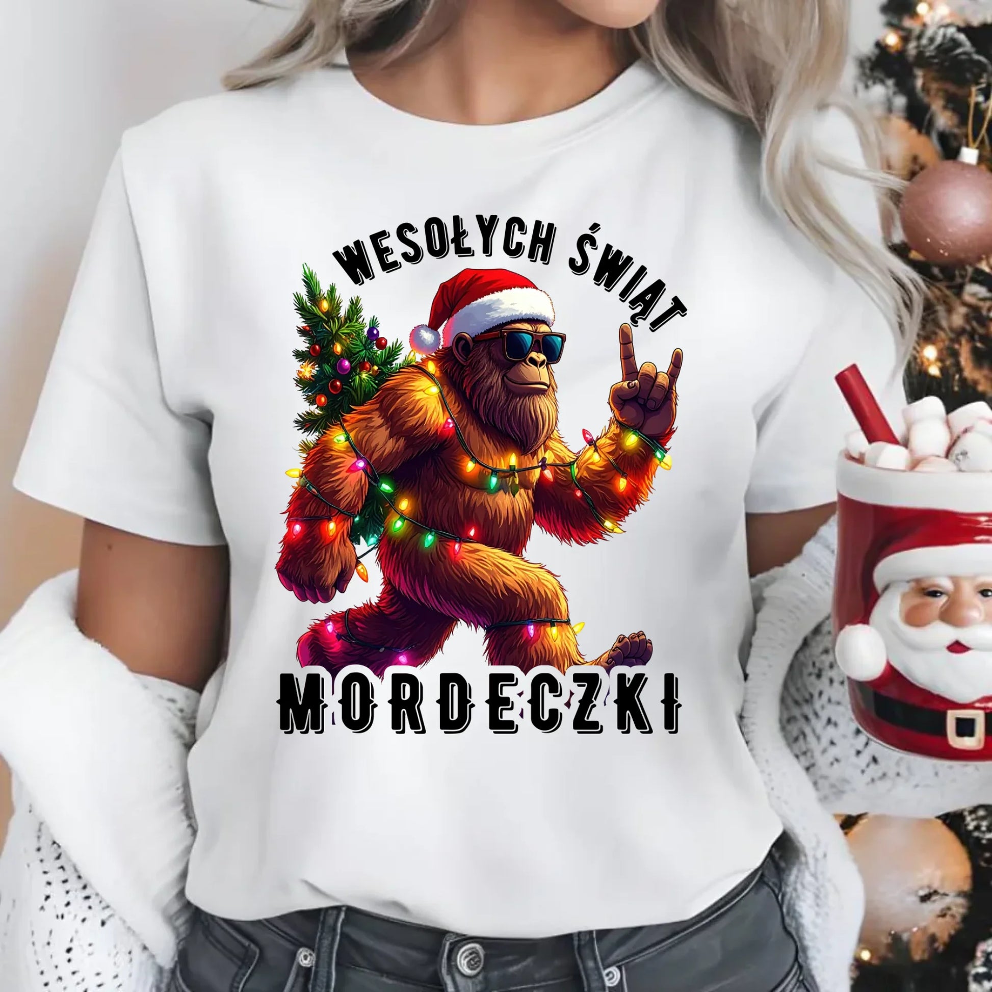 Koszulka damska świąteczna - prezent na święta - Yeti Wesołych Świąt mordeczki BN152 - StoryCups.pl