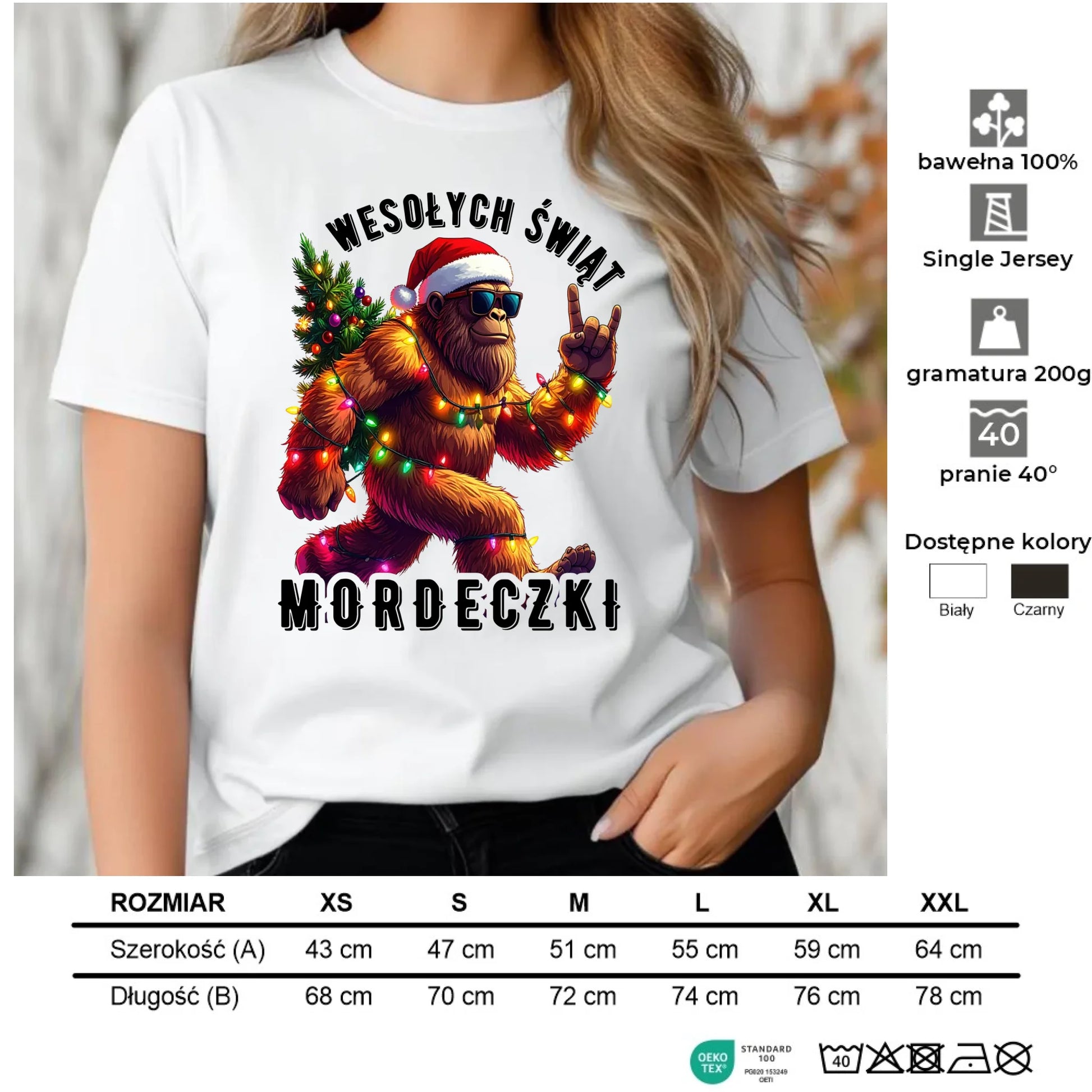 Koszulka damska świąteczna - prezent na święta - Yeti Wesołych Świąt mordeczki BN152 - StoryCups.pl