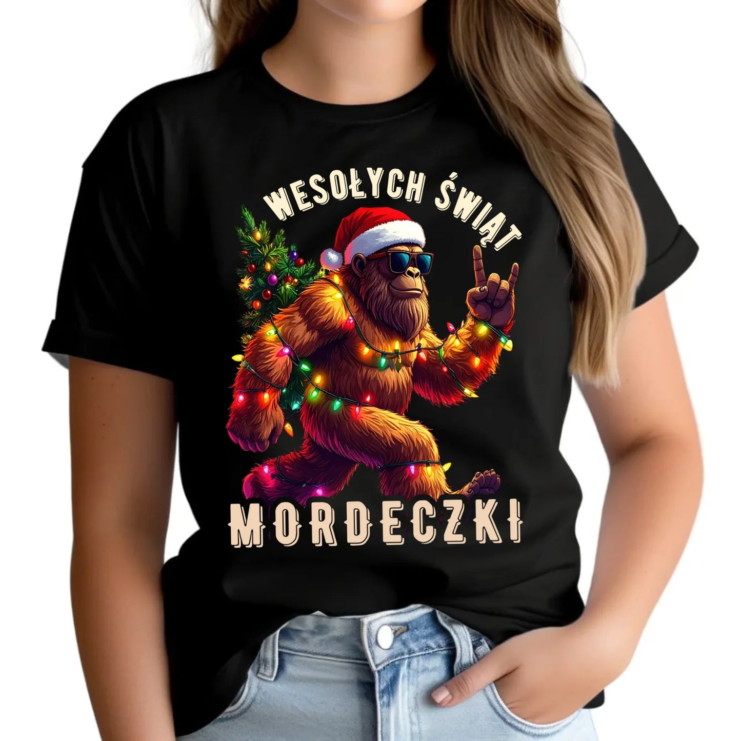 Koszulka damska świąteczna - prezent na święta - Yeti Wesołych Świąt mordeczki BN152 - StoryCups.pl