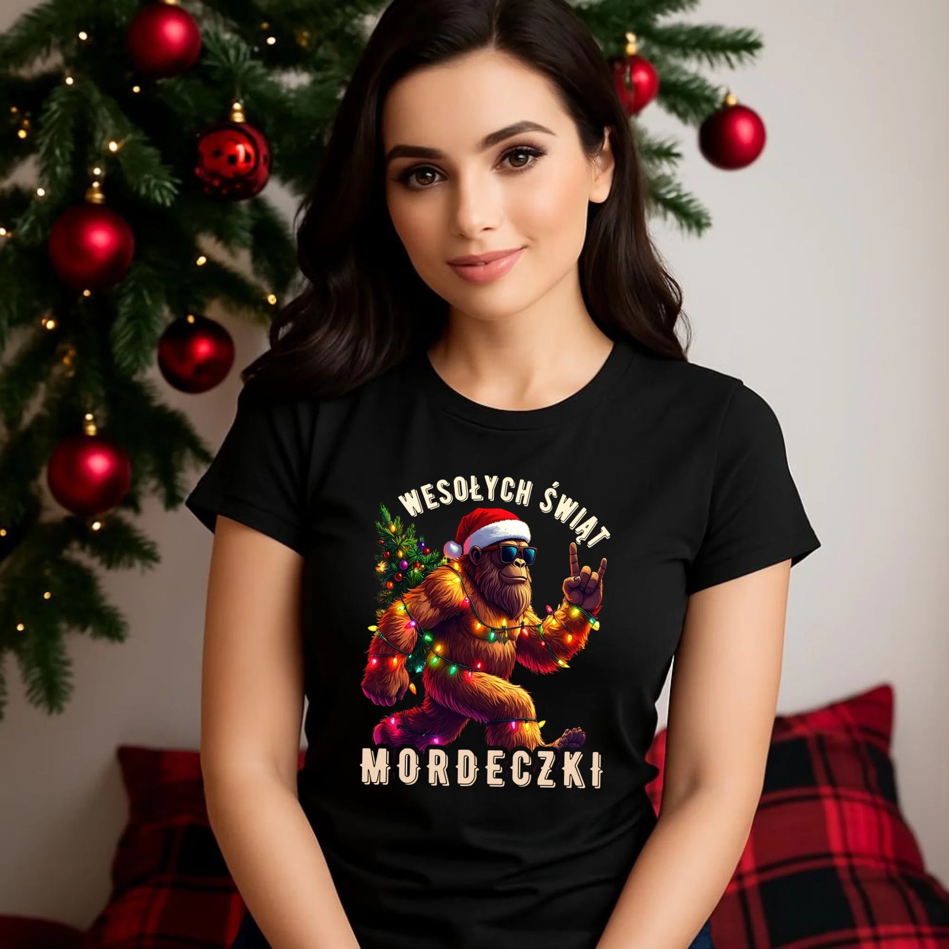Koszulka damska świąteczna - prezent na święta - Yeti Wesołych Świąt mordeczki BN152 - StoryCups.pl