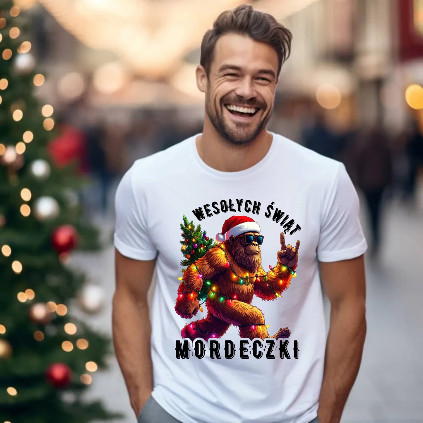 Koszulka męska świąteczna - prezent na święta - Yeti Wesołych Świąt mordeczki BN152 - StoryCups.pl