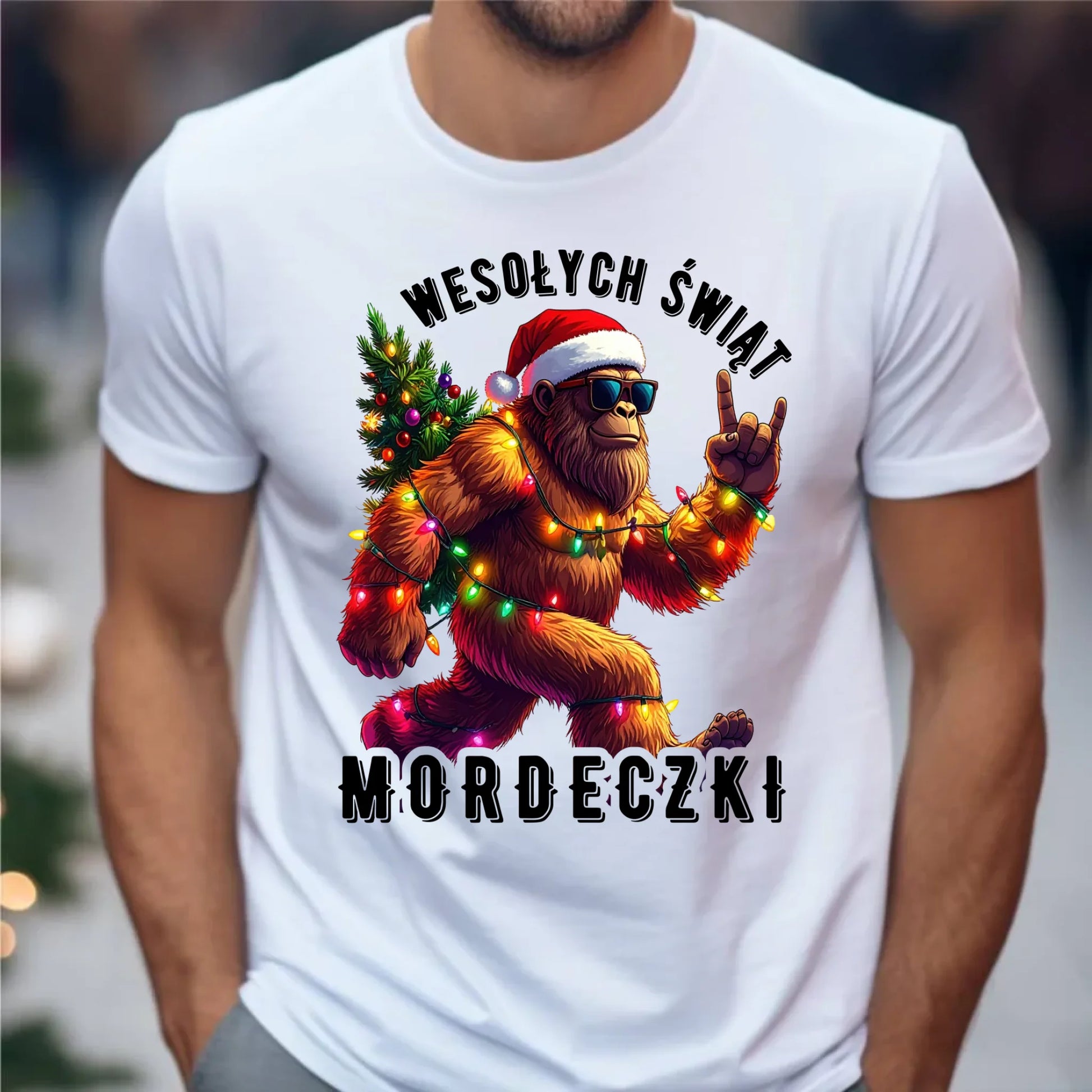 Koszulka męska świąteczna - prezent na święta - Yeti Wesołych Świąt mordeczki BN152 - StoryCups.pl