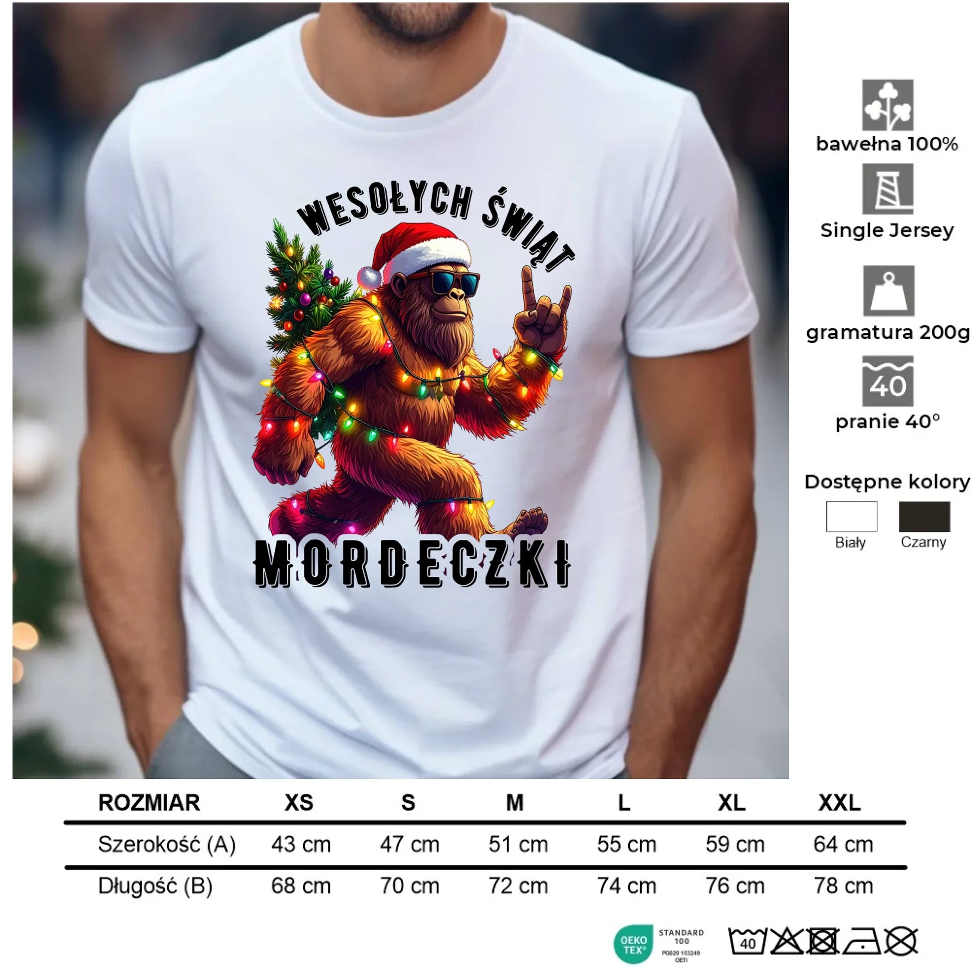 Koszulka męska świąteczna - prezent na święta - Yeti Wesołych Świąt mordeczki BN152 - StoryCups.pl