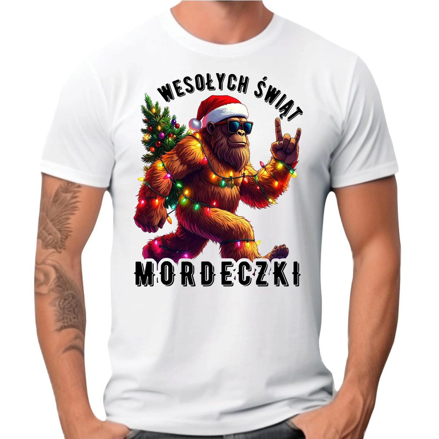 Koszulka męska świąteczna - prezent na święta - Yeti Wesołych Świąt mordeczki BN152 - StoryCups.pl