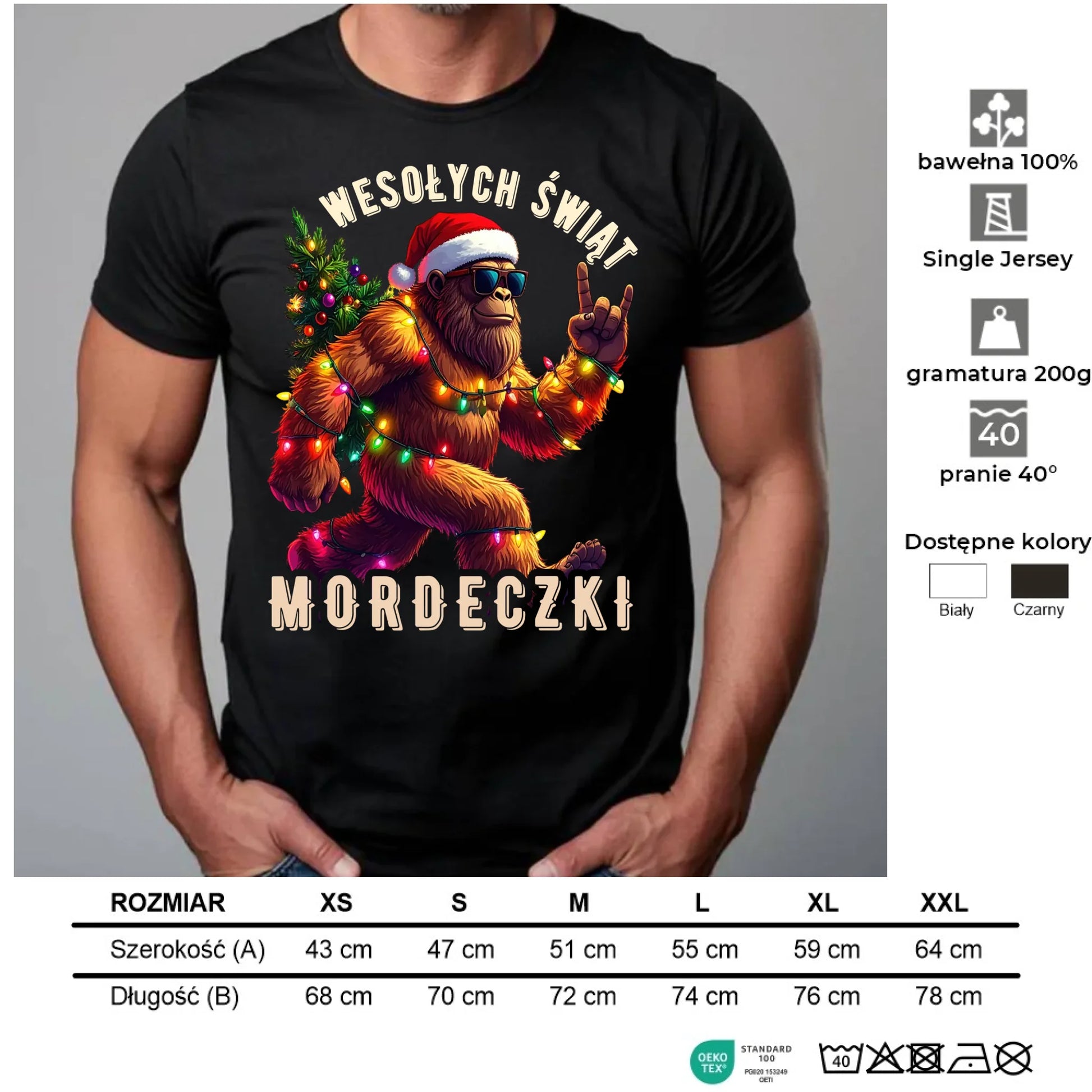 Koszulka męska świąteczna - prezent na święta - Yeti Wesołych Świąt mordeczki BN152 - StoryCups.pl