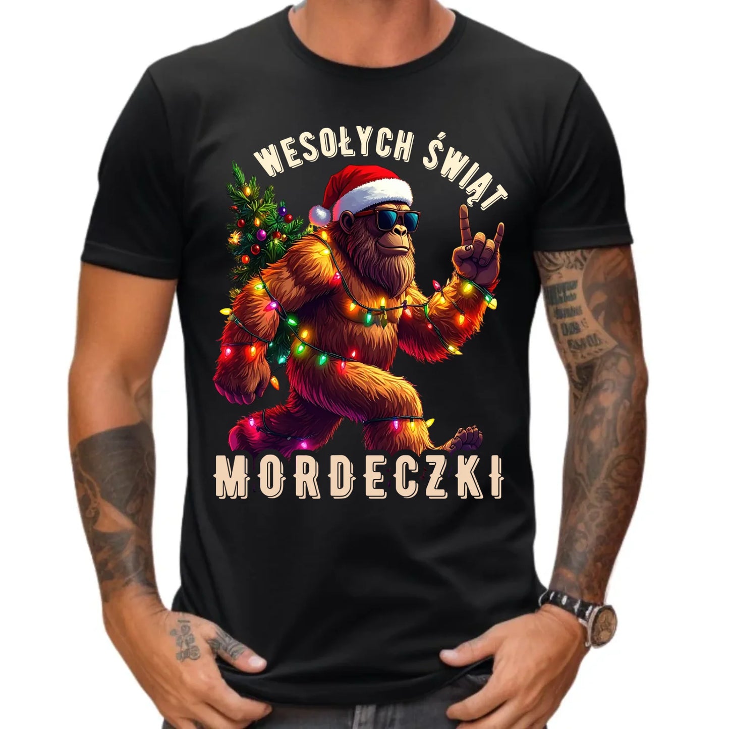 Koszulka męska świąteczna - prezent na święta - Yeti Wesołych Świąt mordeczki BN152 - StoryCups.pl