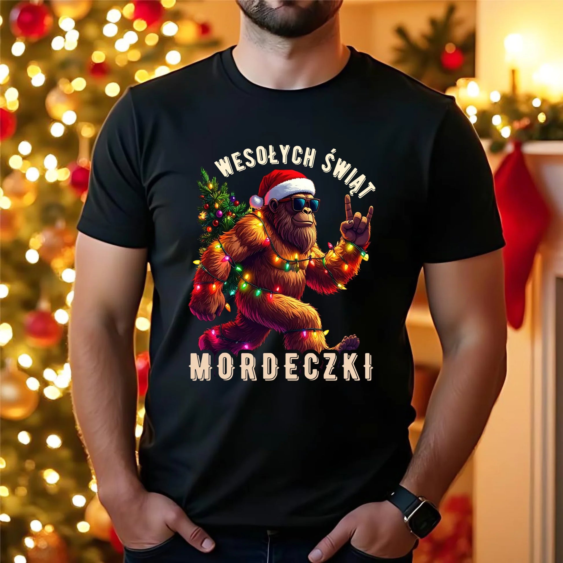 Koszulka męska świąteczna - prezent na święta - Yeti Wesołych Świąt mordeczki BN152 - StoryCups.pl