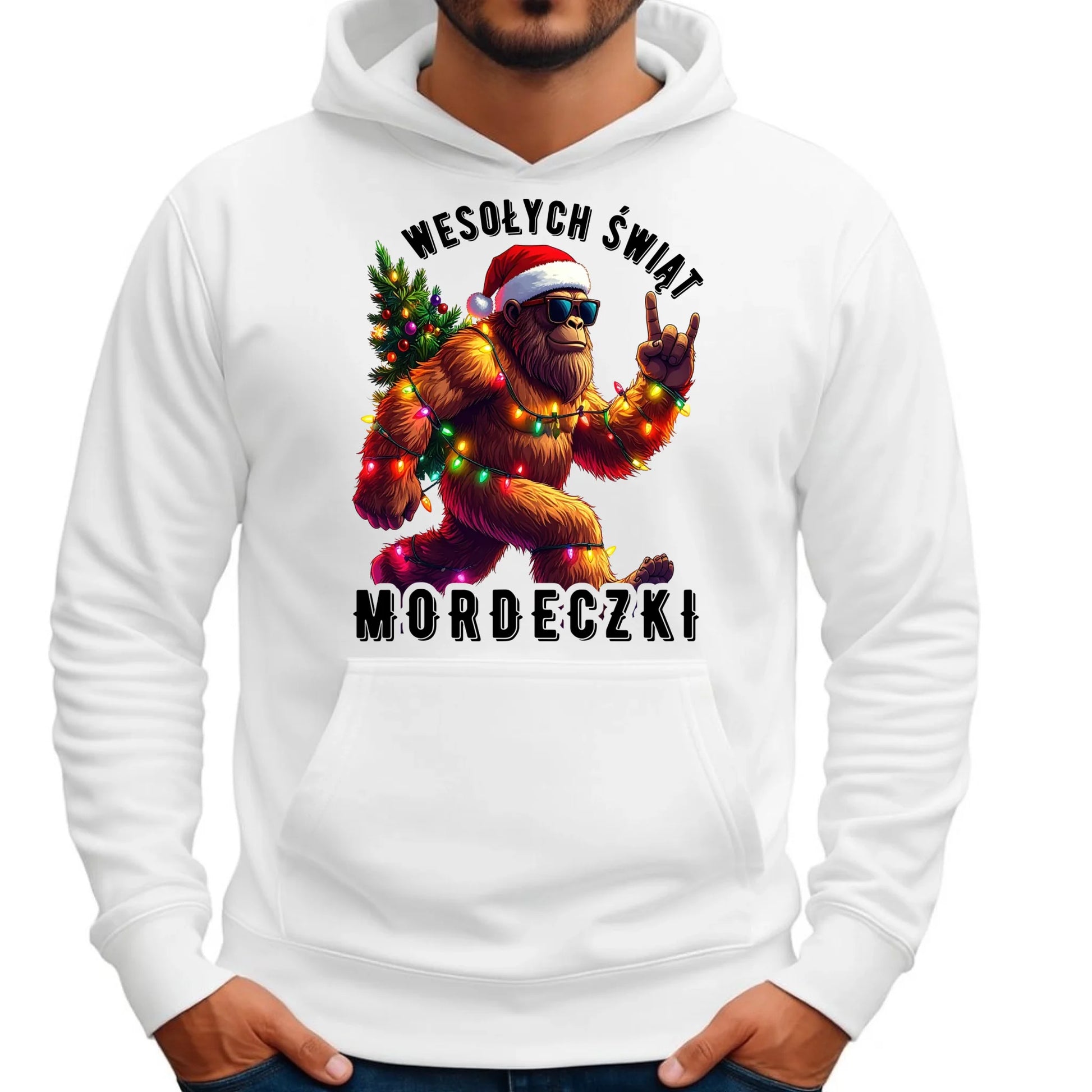 Bluza męska z kapturem świąteczna - prezent na święta - Yeti Wesołych Świąt mordeczki BN152 - StoryCups.pl