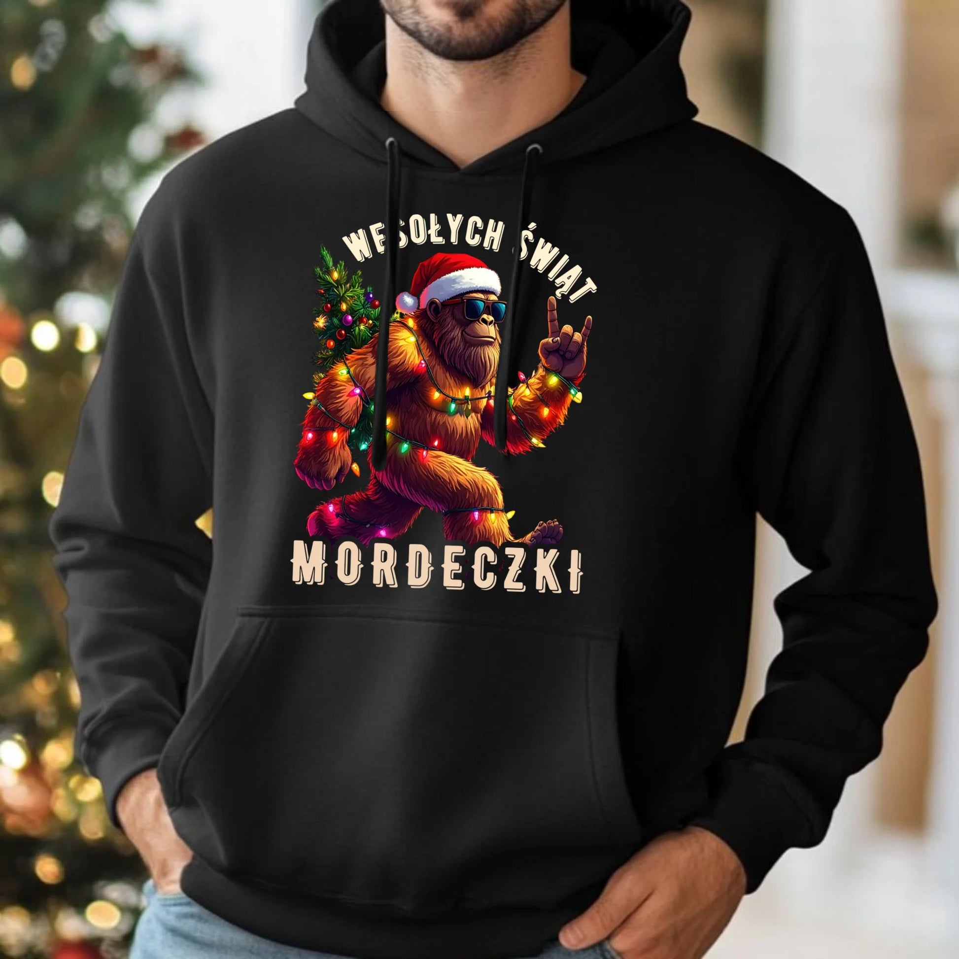 Bluza męska z kapturem świąteczna - prezent na święta - Yeti Wesołych Świąt mordeczki BN152 - StoryCups.pl