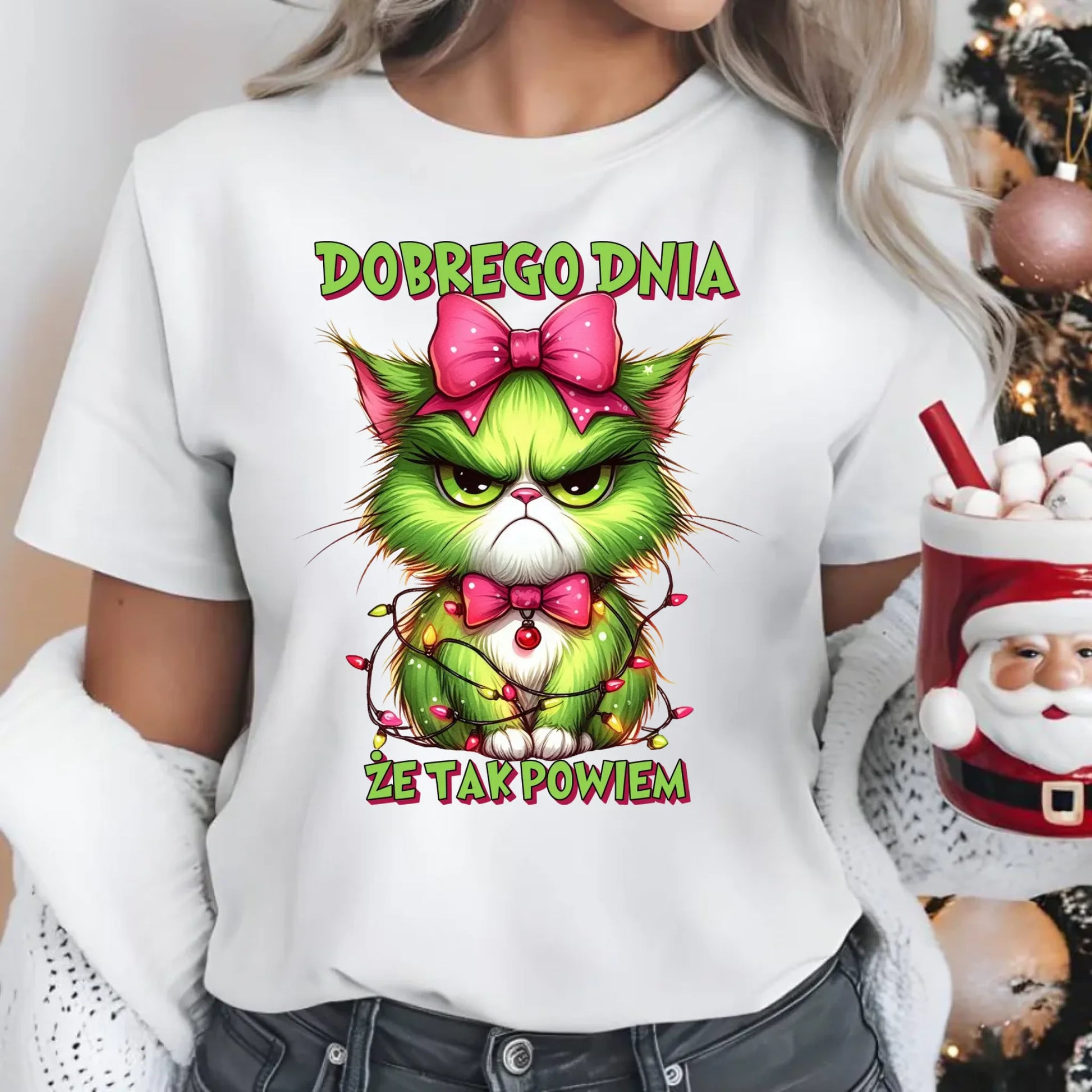 Koszulka damska świąteczna - prezent dla niej - Grinch dobrego dnia, że tak powiem BN153 - StoryCups.pl