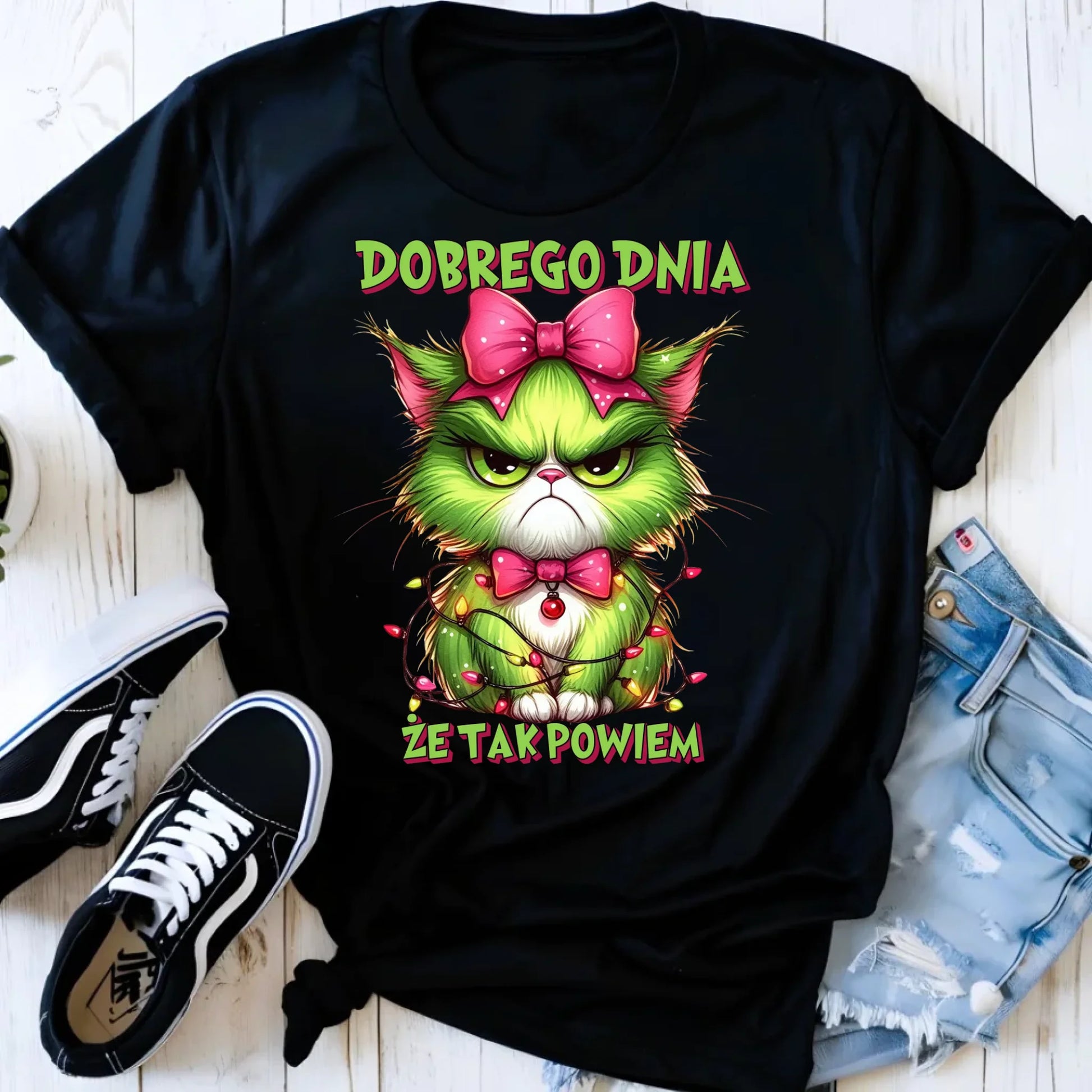 Koszulka damska świąteczna - prezent dla niej - Grinch dobrego dnia, że tak powiem BN153 - StoryCups.pl