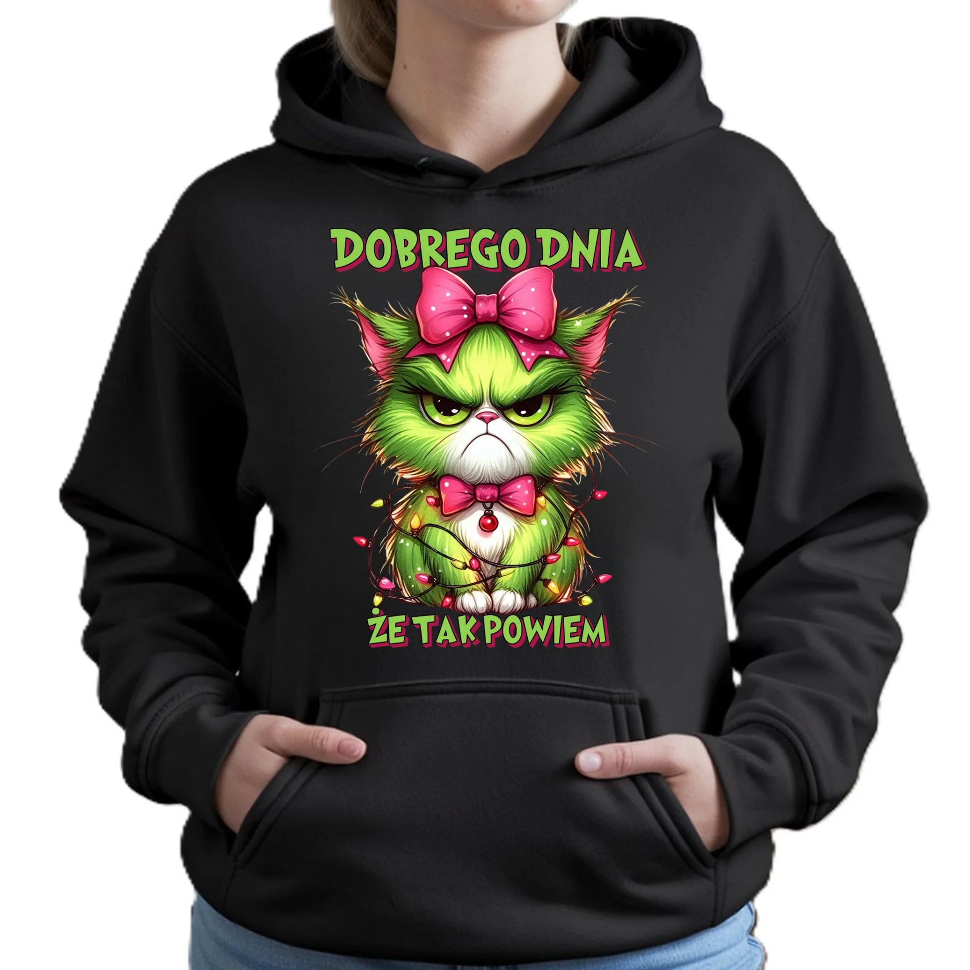 Bluza damska z kapturem świąteczna - prezent dla niej - Grinch dobrego dnia, że tak powiem BN153 - StoryCups.pl