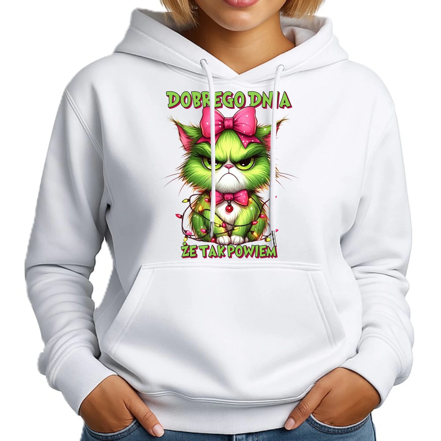 Bluza damska z kapturem świąteczna - prezent dla niej - Grinch dobrego dnia, że tak powiem BN153 - StoryCups.pl