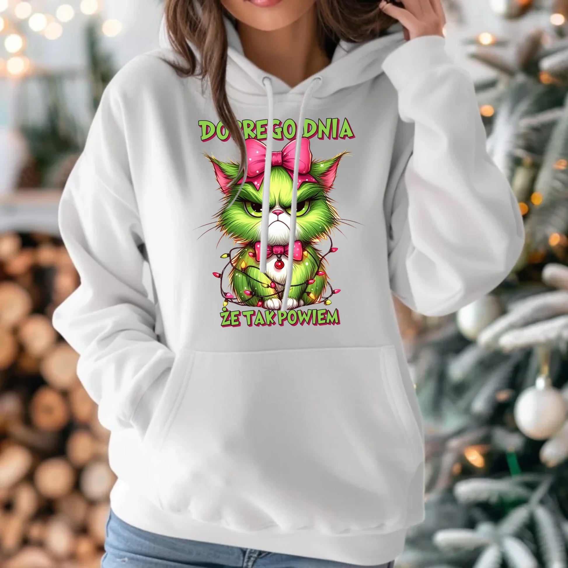 Bluza damska z kapturem świąteczna - prezent dla niej - Grinch dobrego dnia, że tak powiem BN153 - StoryCups.pl